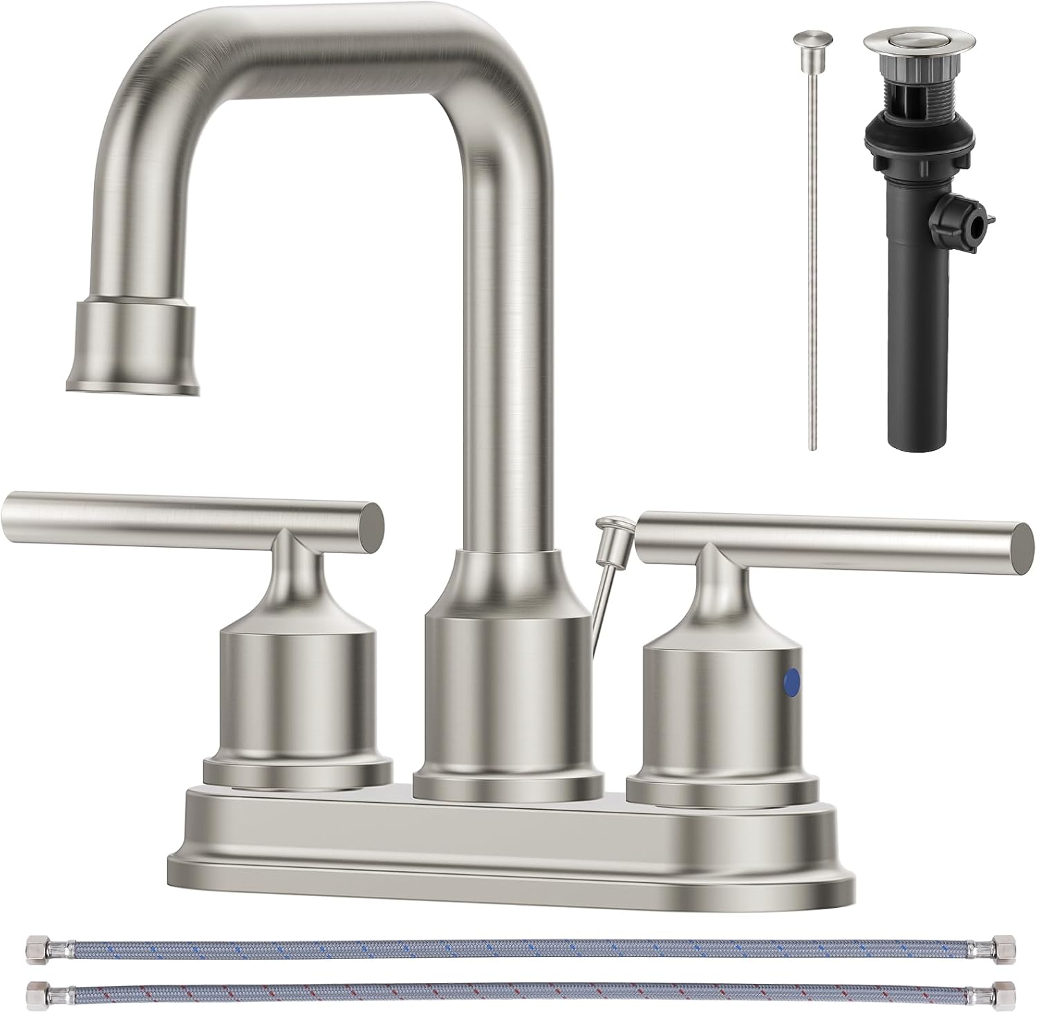 Detalle de WOWOW 2320200-AMUS Brushed Nickel Centerset Bathroom Faucet, 3-Hole