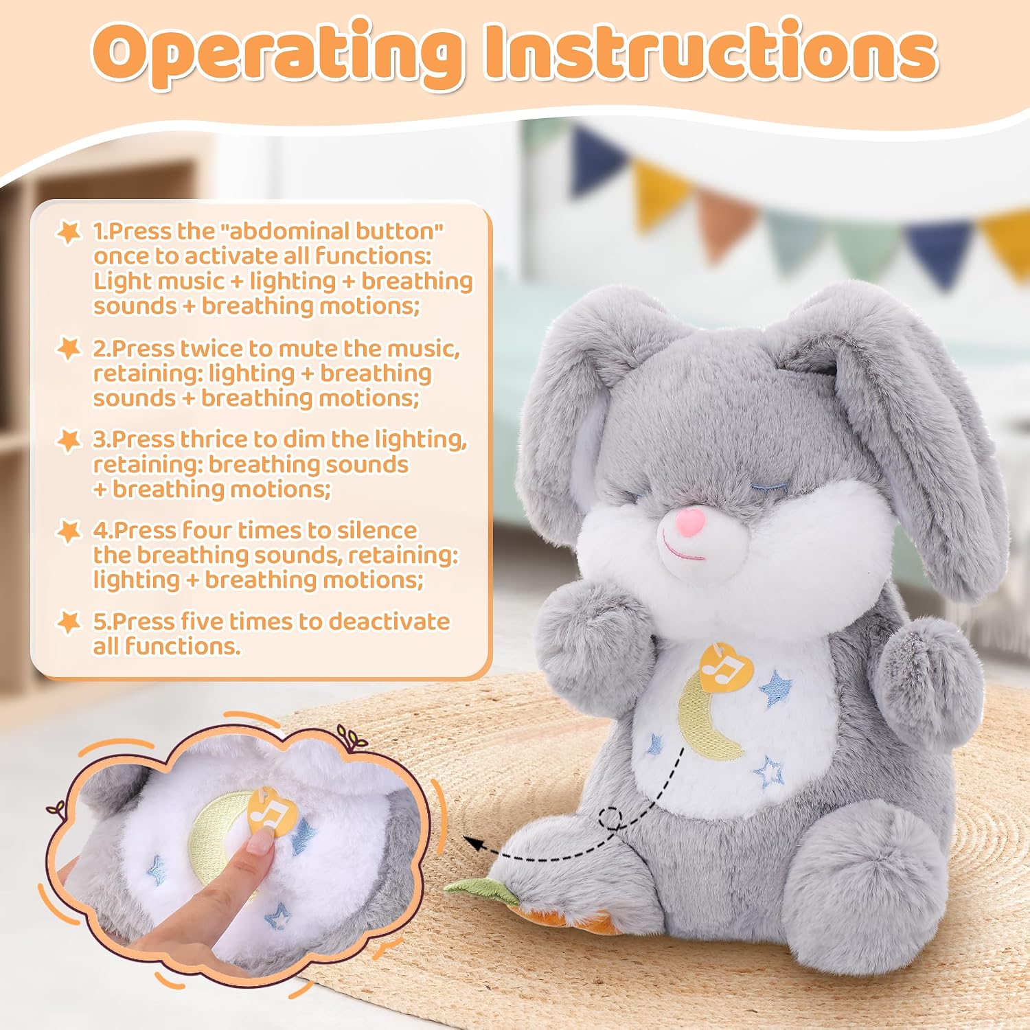 Thumbnail 5 de Edencomer Breathing Bunny Plush Baby Toy