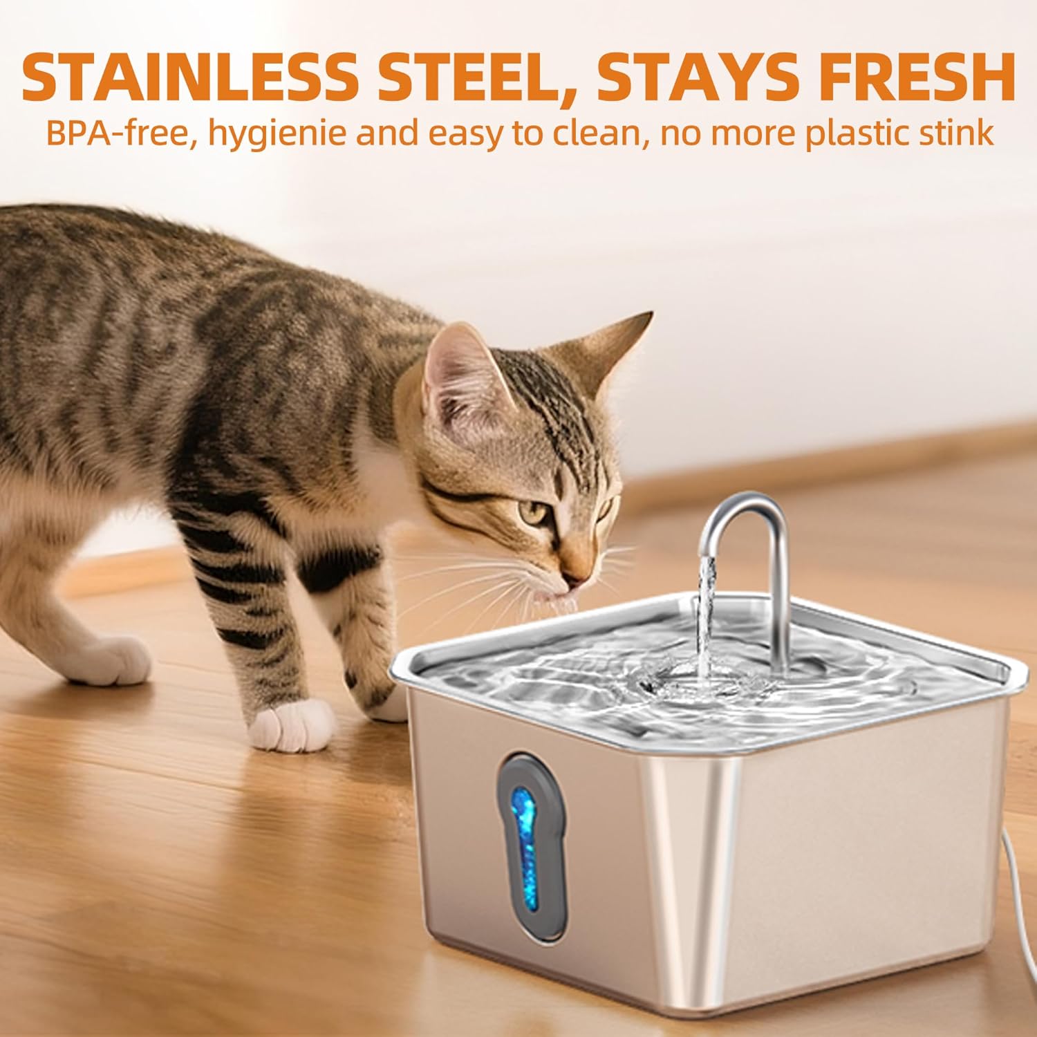 Thumbnail 1 de UPAWPIA 4L Stainless Steel Automatic Pet Water Fountain with 6 Filters (Ultra Quiet, 25 dB)