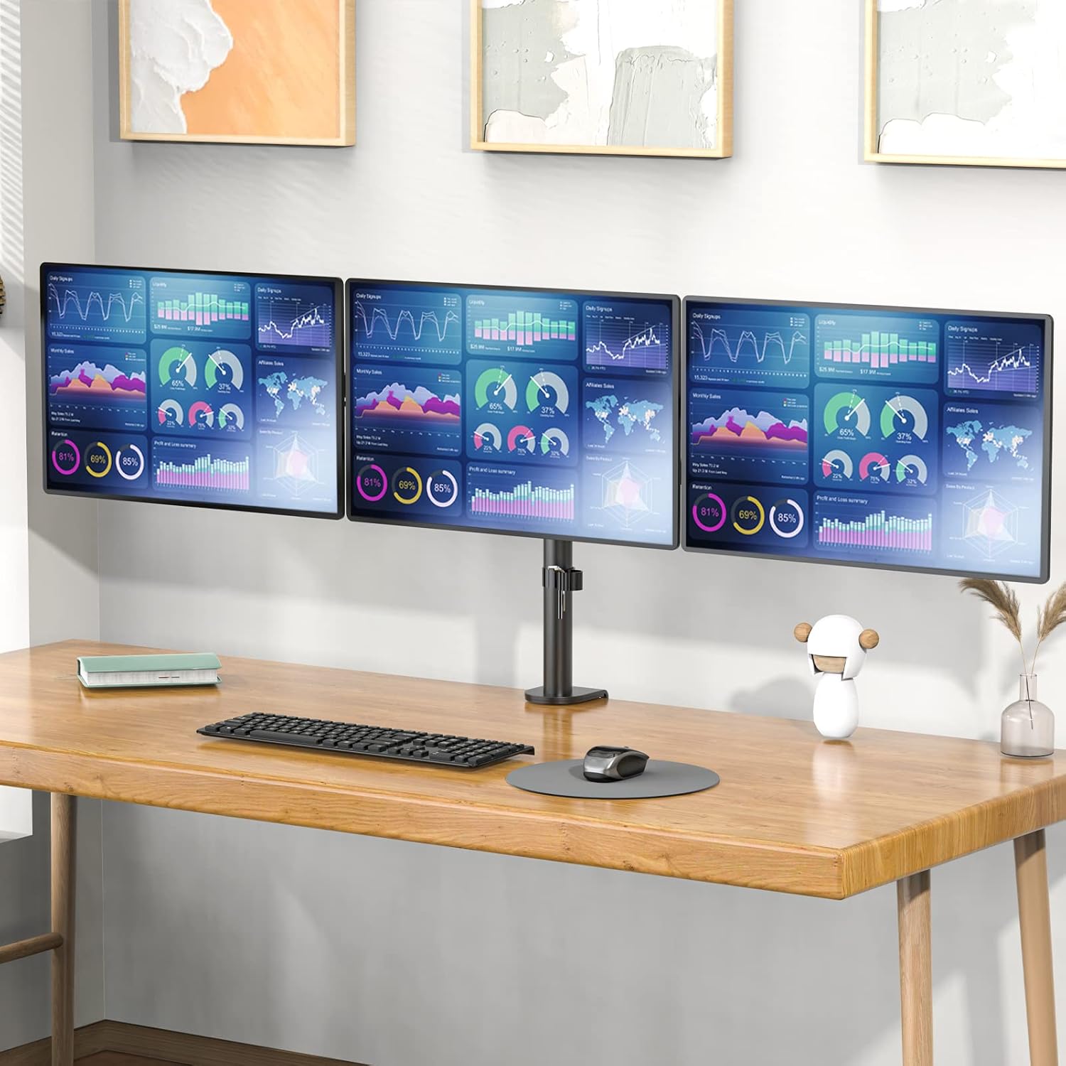Detalle 2 de WALI M003S Triple Monitor Mount 27"