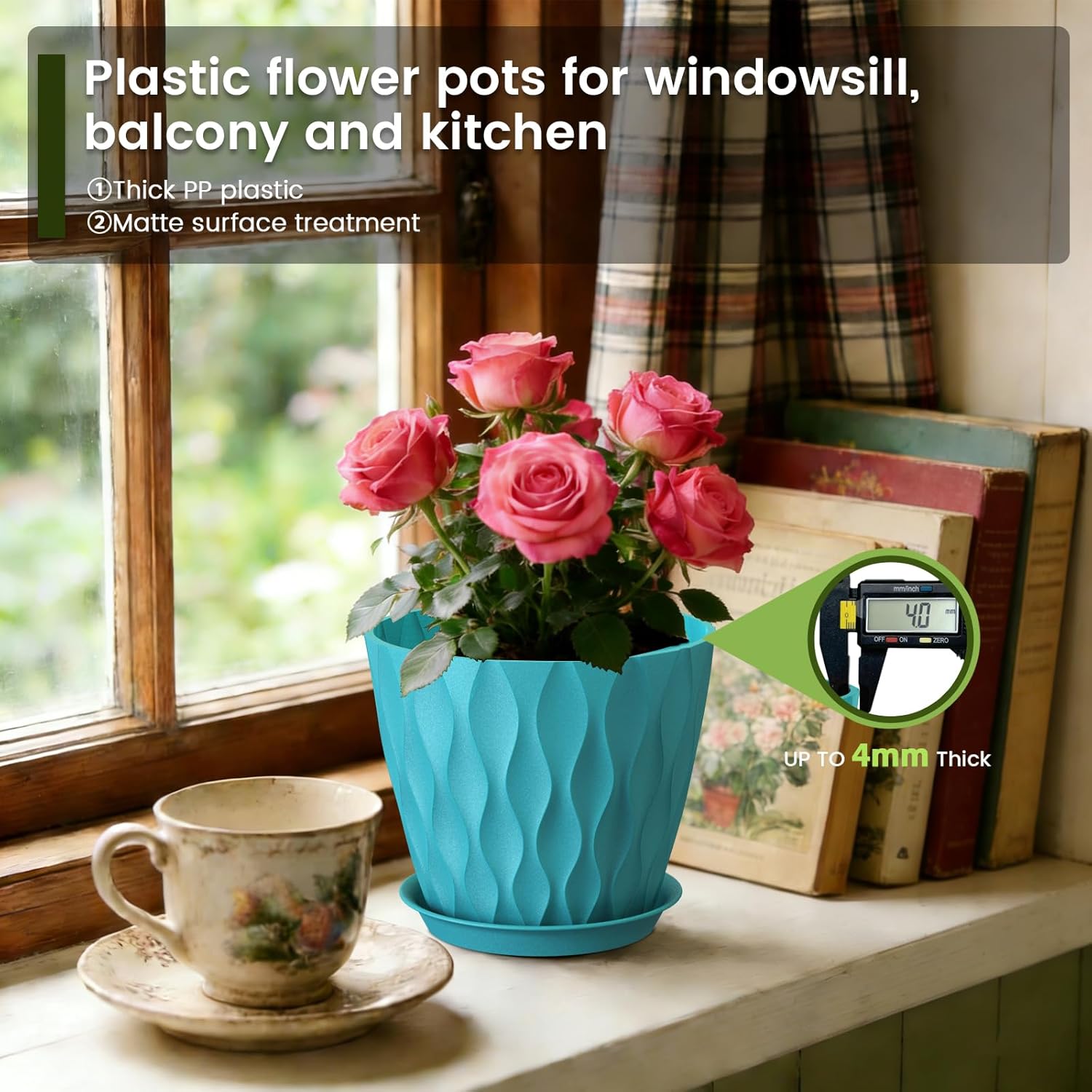 Thumbnail 3 de WSMKSZ 20 cm Plant Pots – 5 Pack with Drainage and Saucers