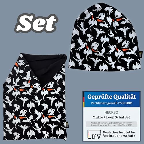 Thumbnail 4 de HECKBO Drachen Beanie Mütze & Loop-Schal – Reflektierend, Baumwolle, 48–54 cm, 2–8 Jahre