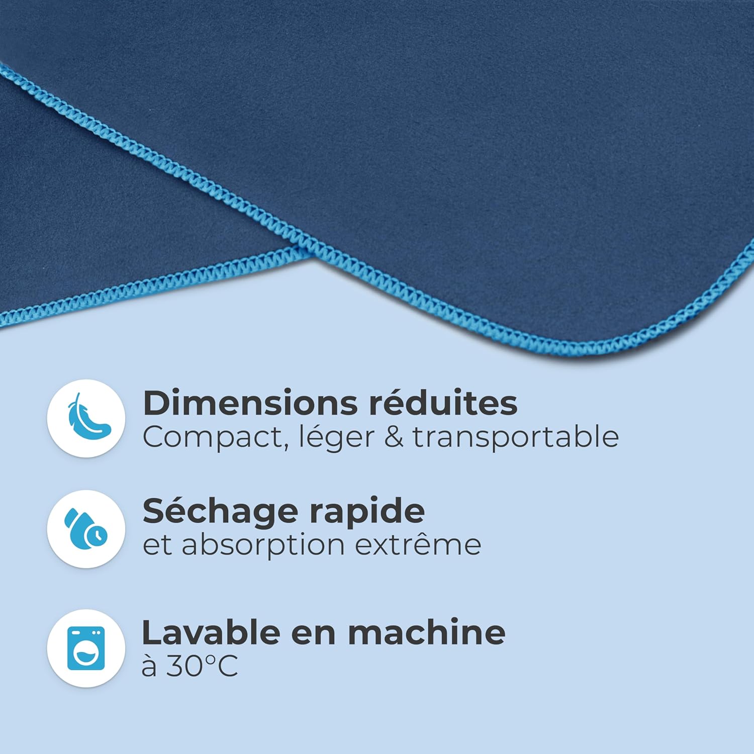Detalle de NirvanaShape Serviettes Microfibre : poncho de bain absorbant et léger, idéal pour le voyage, le sport et le yoga