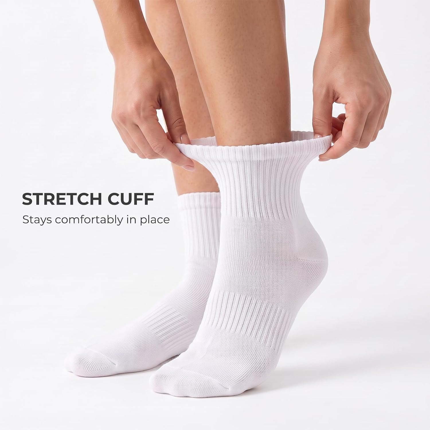 Detalle 2 de Josnown Women's Cushioned Quarter Ankle Socks, Combed Cotton, 6 Pairs