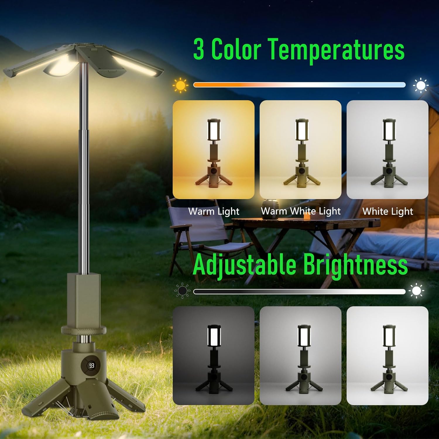 Thumbnail 2 de UBeesize Telescopic Camping Lights with Stand (14000mAh) — Rechargeable Lantern for Outdoor & Emergency Use