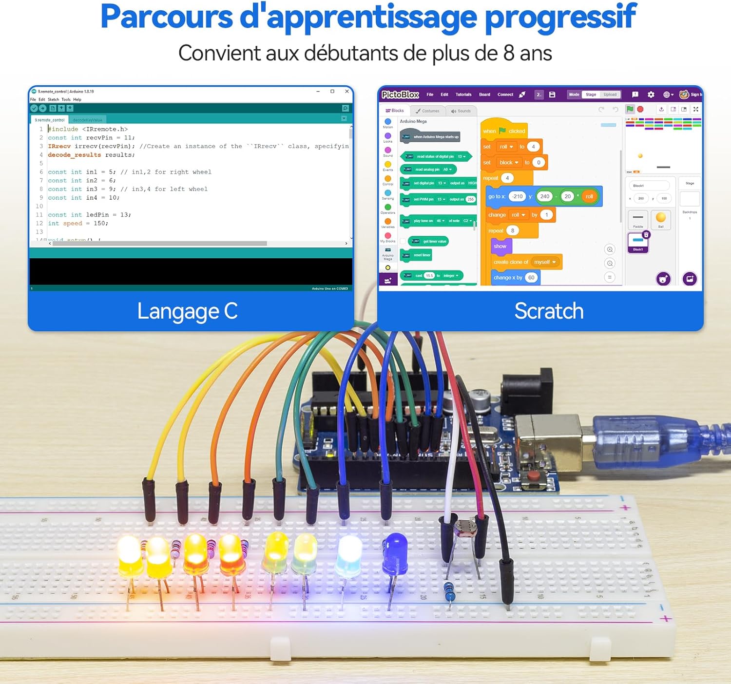 Detalle de SunFounder Kit Ultime Compatible avec Arduino UNO IDE Scratch – 3 en 1 IoT / Voiture intelligente / Kit de base