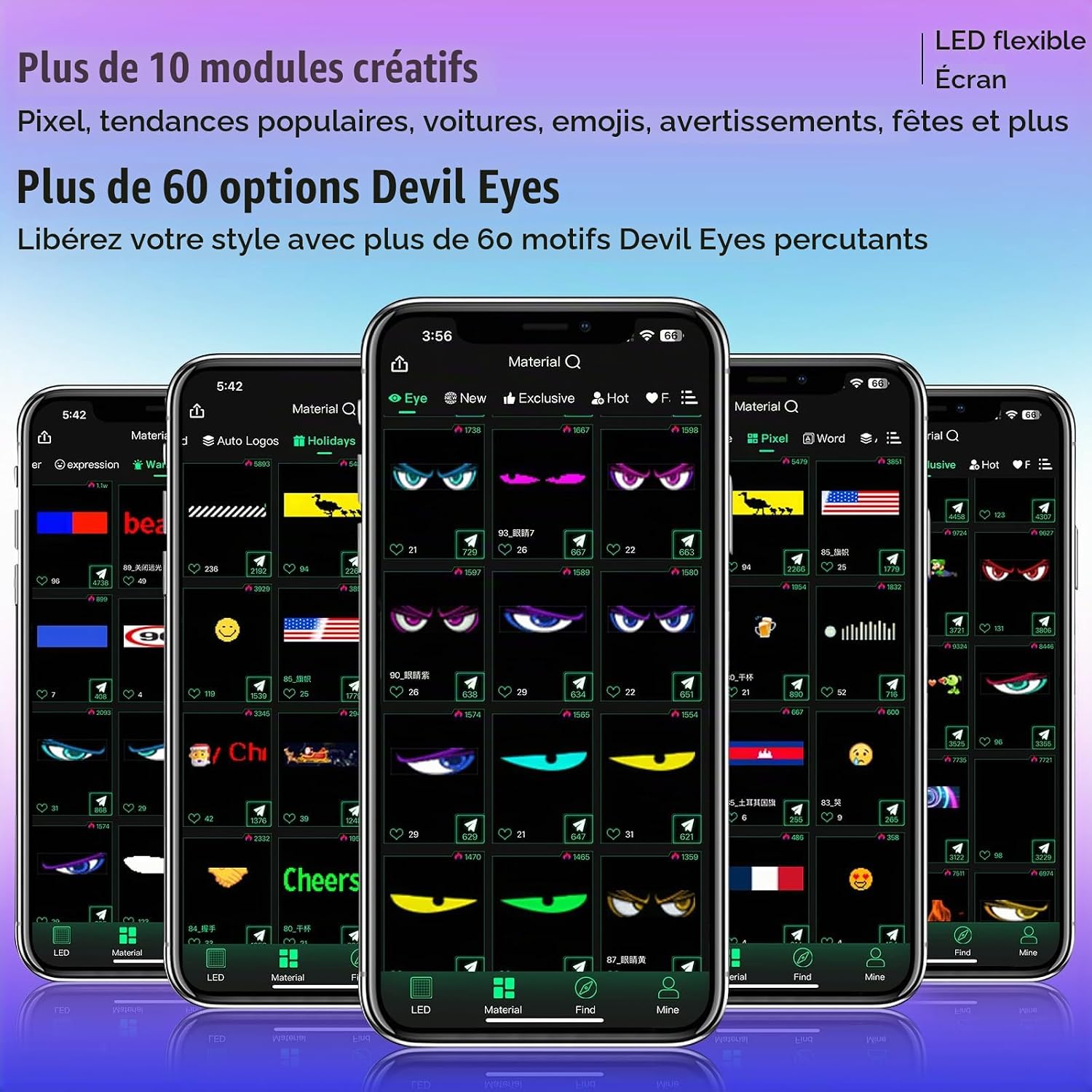 Detalle de ZIMAOER Devil Eyes flexibel led-display voor auto en vrachtwagen met appbediening