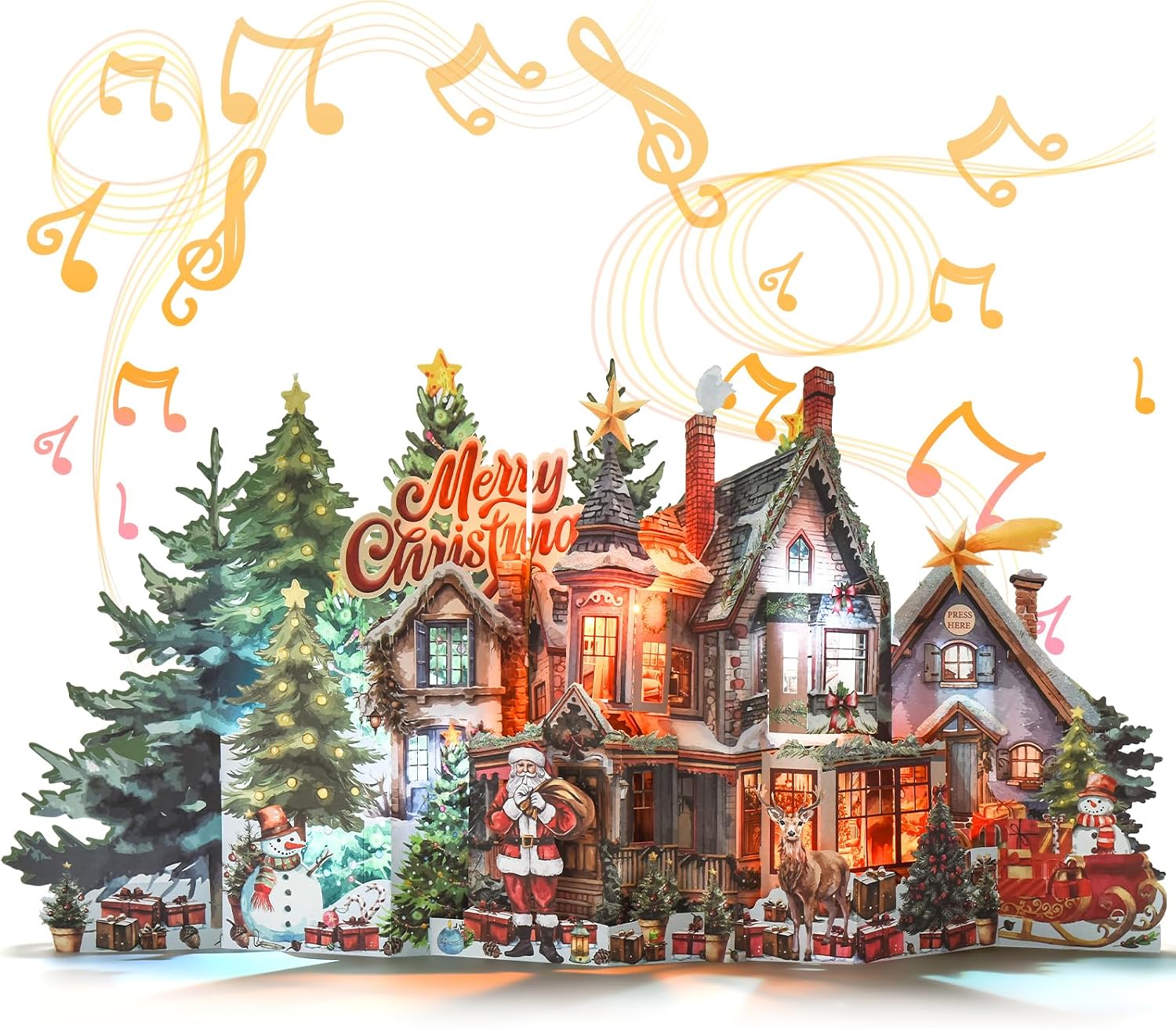 Detalle de TIKLANA C023-055 3D Musical Pop-Up Christmas Card with Lights