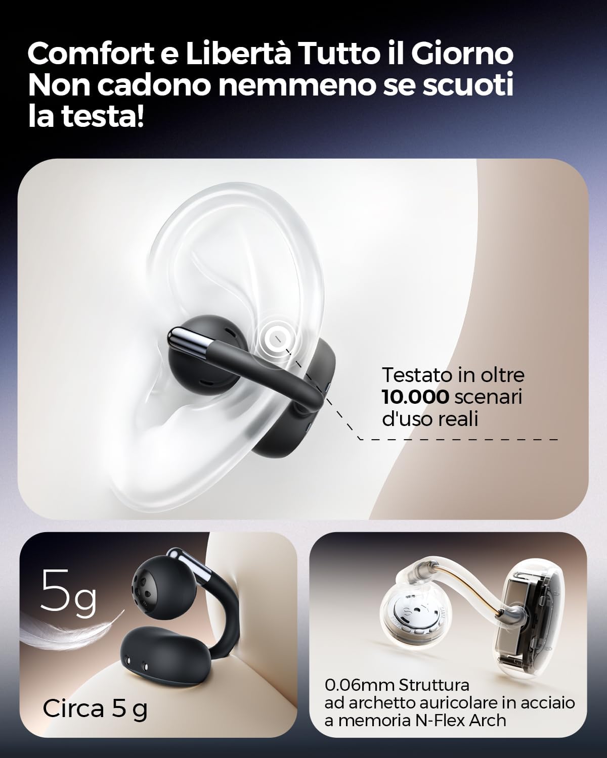 Thumbnail 3 de SoundPEATS Clip1 auricolari open-ear 40 Ore