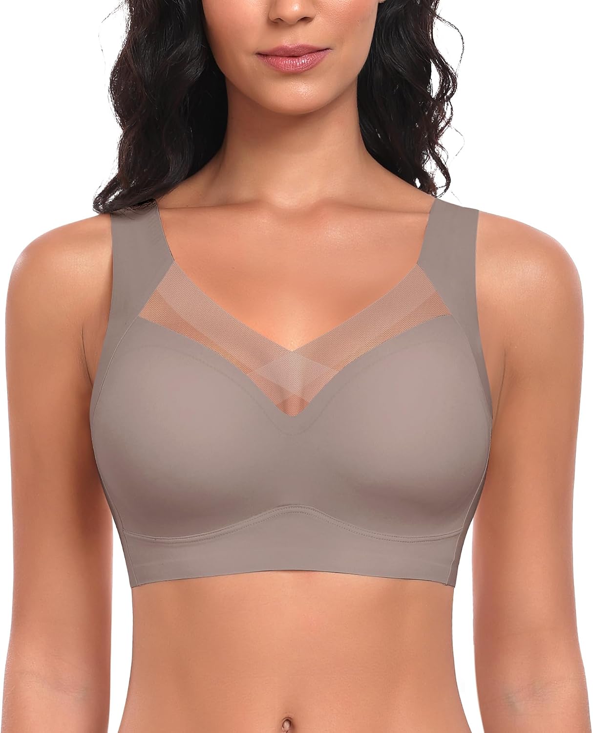 Detalle de Damen BH ohne Bügel nahtloser Komfort-BH mit Soft-Cups (T-Shirt/Bralette) aus 55% Nylon & 45% Spandex