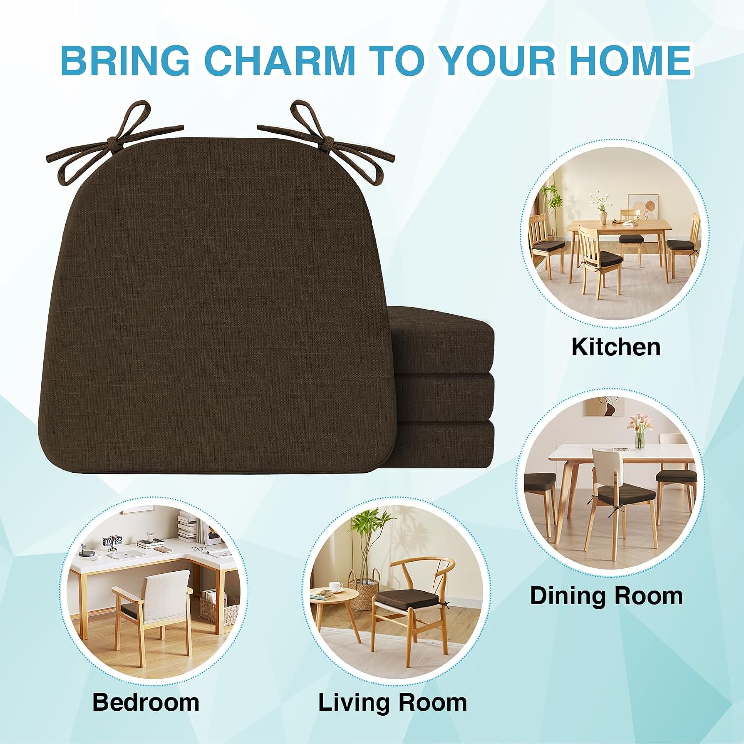 Thumbnail 6 de IASEAHK Chair Cushions 6 Pack 17x16x2 Brown