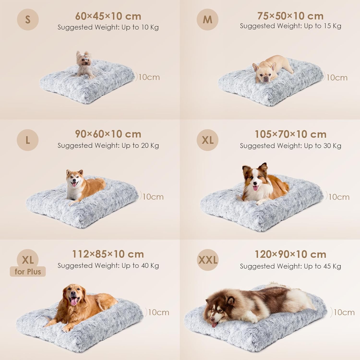 Thumbnail 4 de EHEYCIGA Extra Large Dog Bed XL (112x85x10cm) – Fluffy calming crate bed with anti-slip base, washable cushion, grey