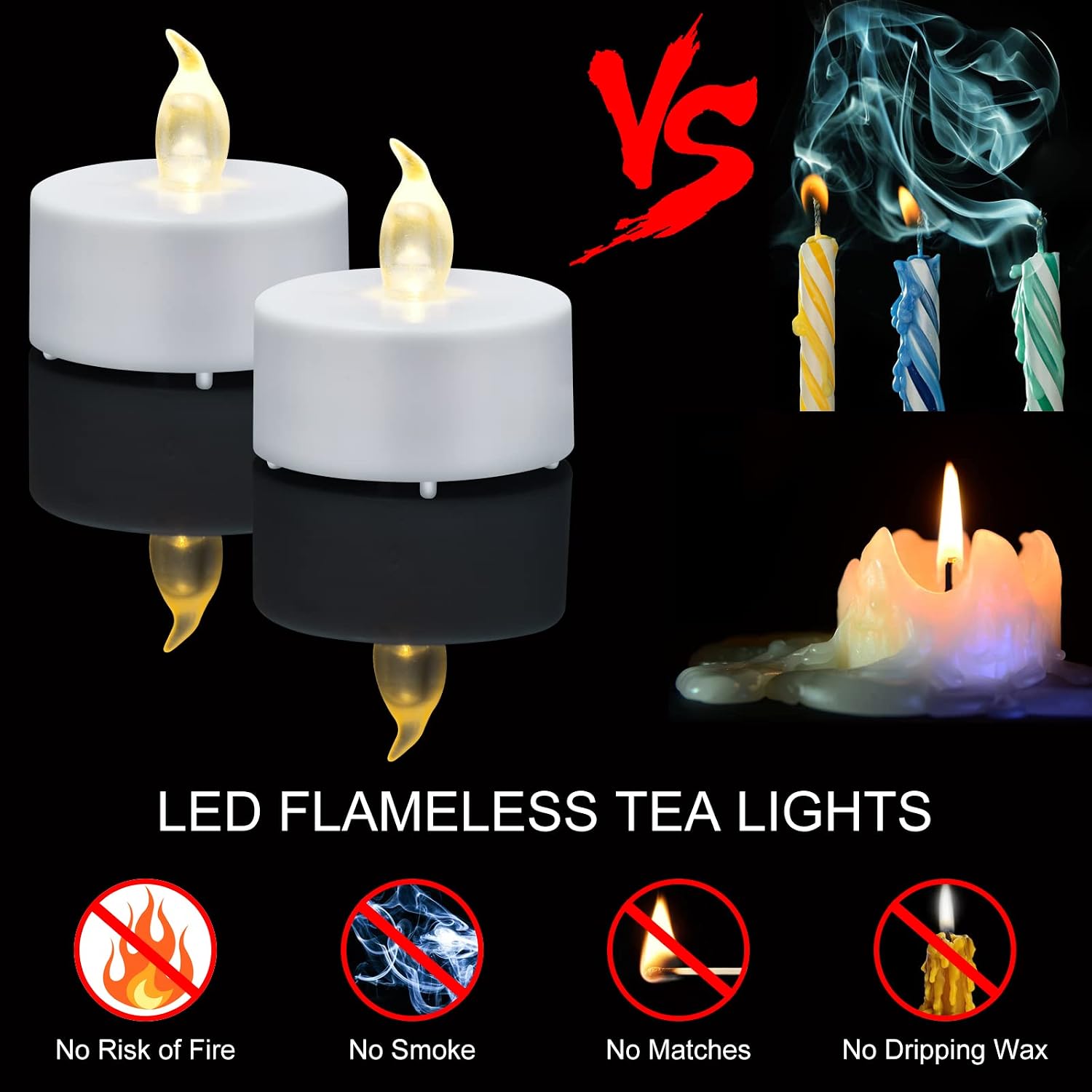 Detalle de LED-Teelichter 24 Stück von Biyanuo – flammenlos, Warmweiß