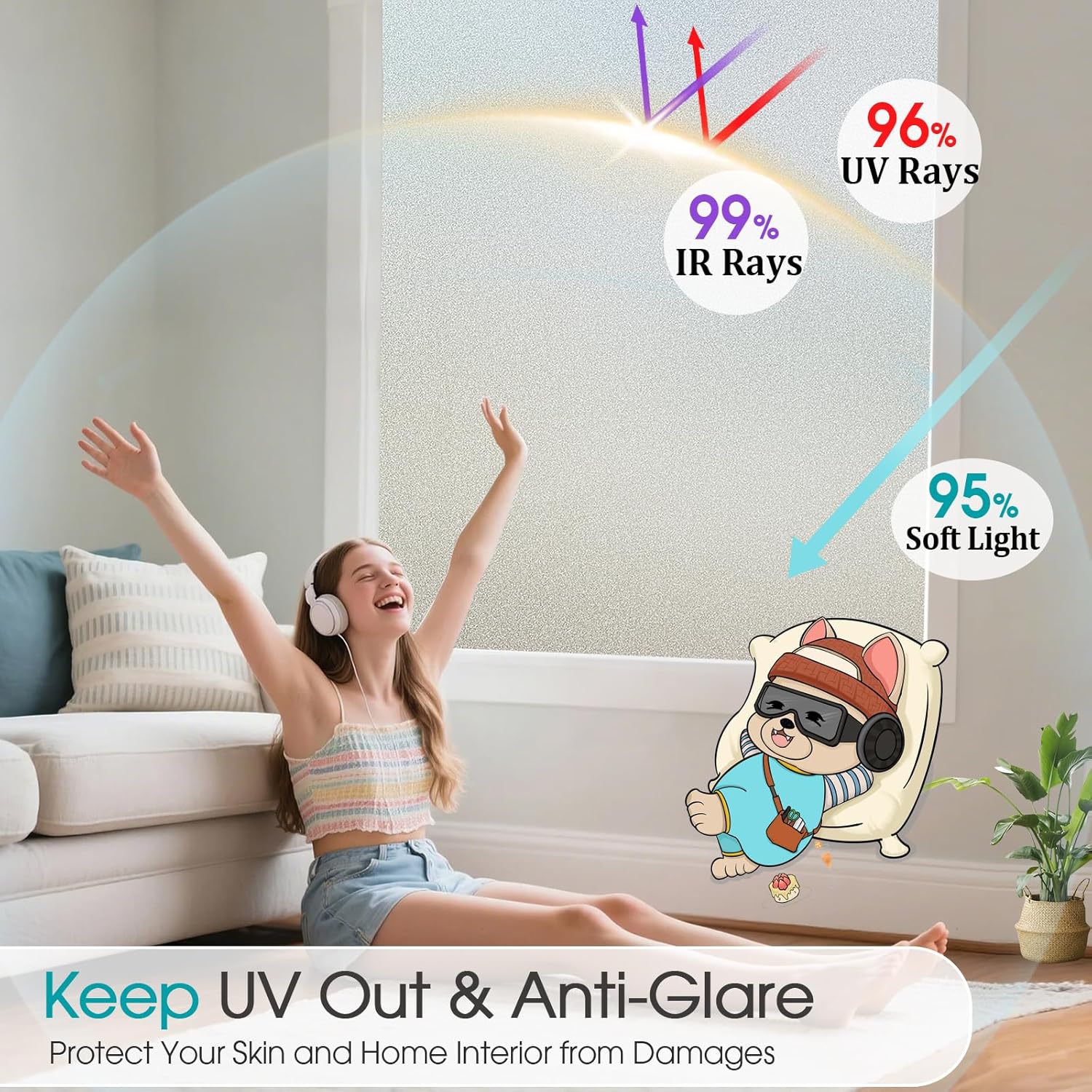 Thumbnail 3 de Coavas Window Privacy Film 17.5 x 78.7 Inch