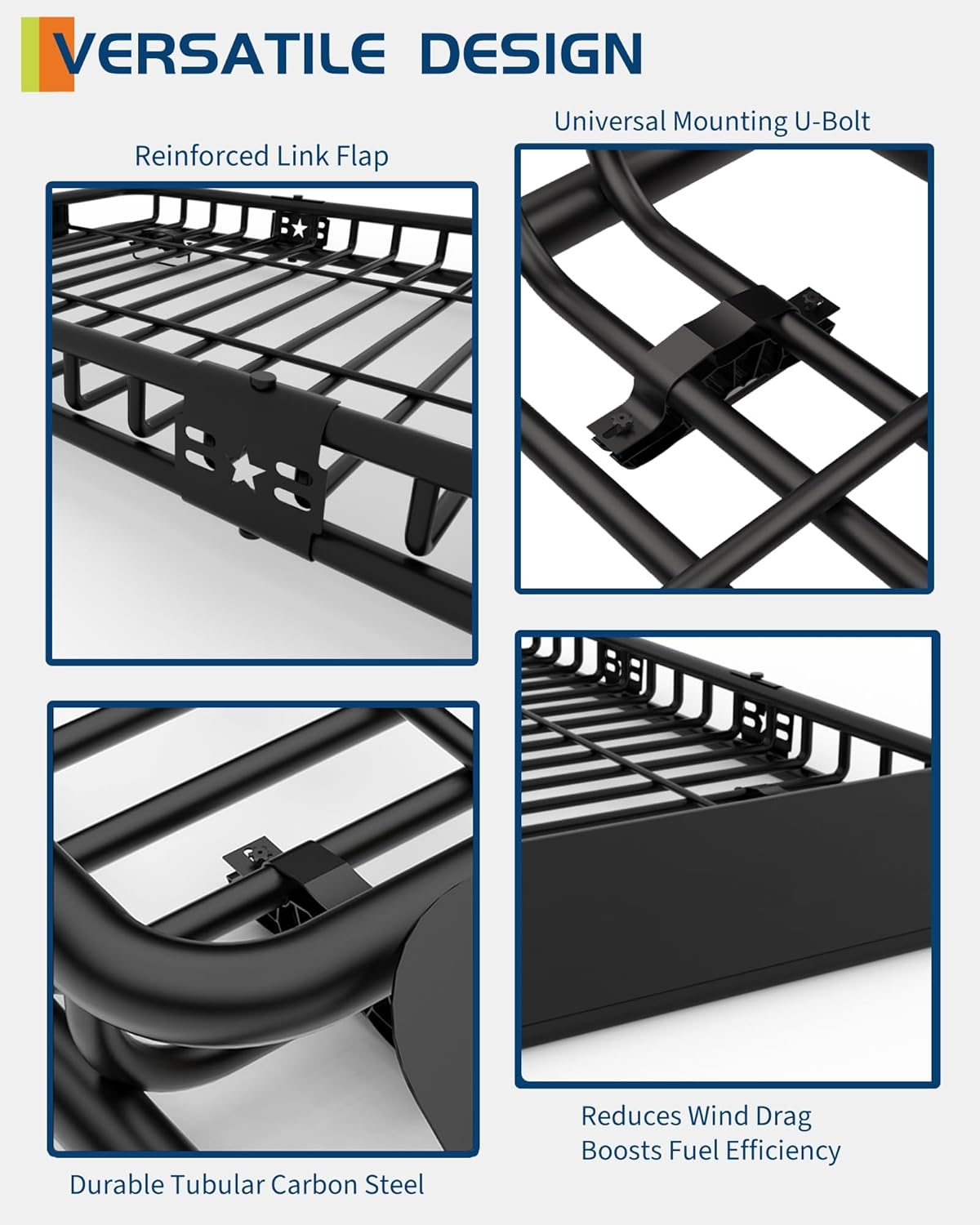 Detalle de GarveeLife 51" x 36" Universal Roof Rack Basket — 200 LBS Capacity