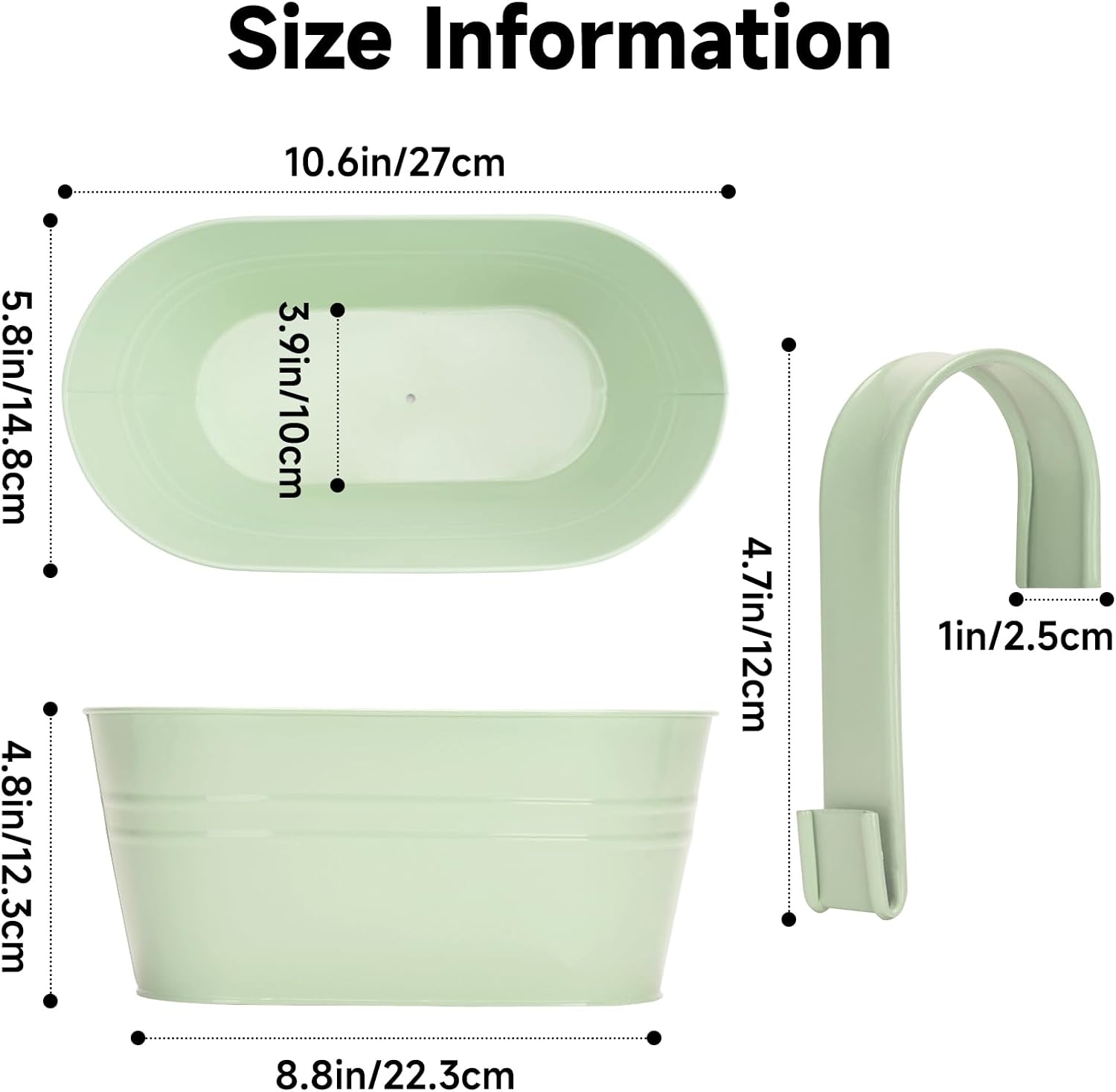 Thumbnail 1 de KINGLAKE 4pc Coloured Metal Hanging Plant Pots with Detachable Hooks (27cm) – Macaron Style