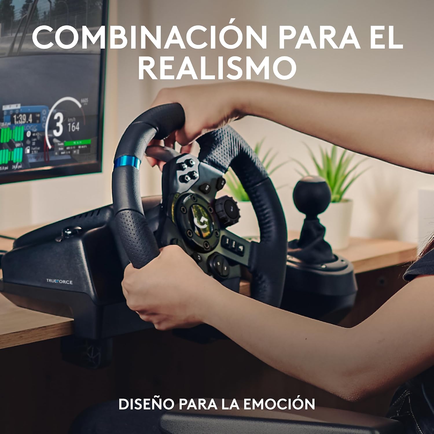 Thumbnail 1 de Logitech G G923 Volante de Carreras y Pedales con TRUEFORCE, pala de cambio Driving Force y cuero auténtico – para PS5, PS4, PC