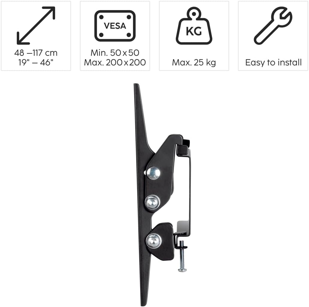 Thumbnail 1 de Hama neigbare TV-Wandhalterung für 19–46 Zoll (VESA 50x50 bis 200x200), bis 25 kg, extra flach, inkl. Fischer-Dübeln