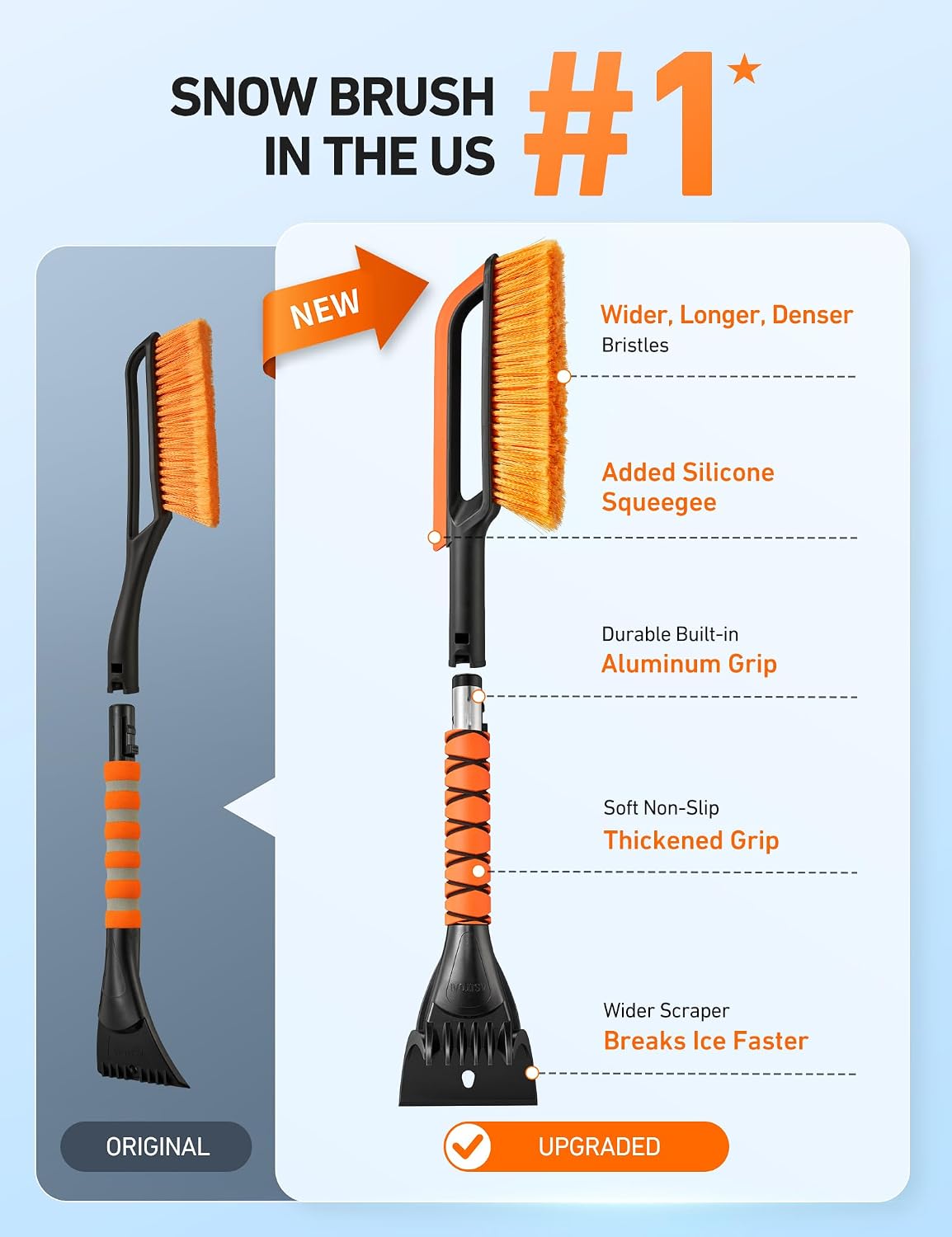 Detalle de AstroAI Snow Brush and Ice Scraper, 27-Inch