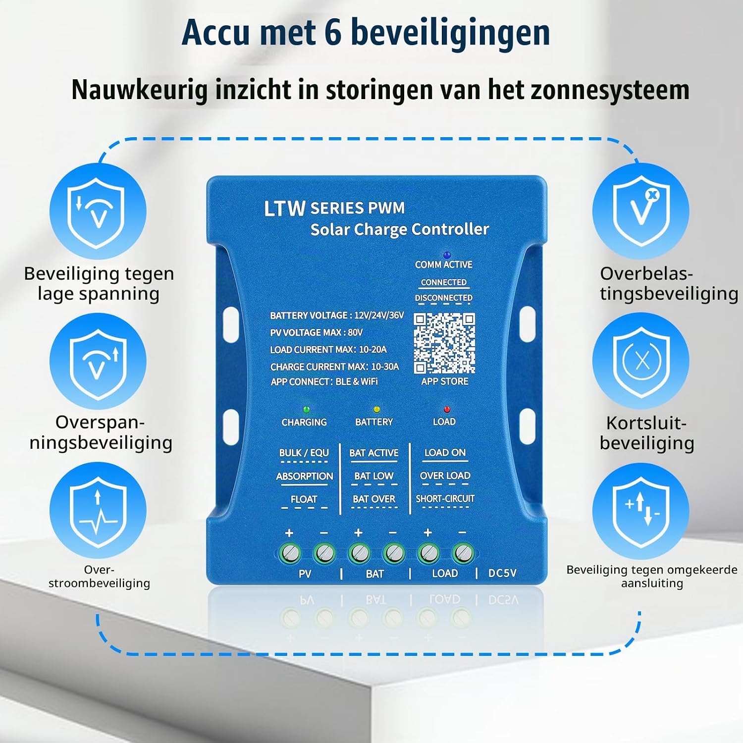 Thumbnail 6 de KWODE KWO-20A WIFI zonnelaadregelaar 20A met Bluetooth, wifi en PWM