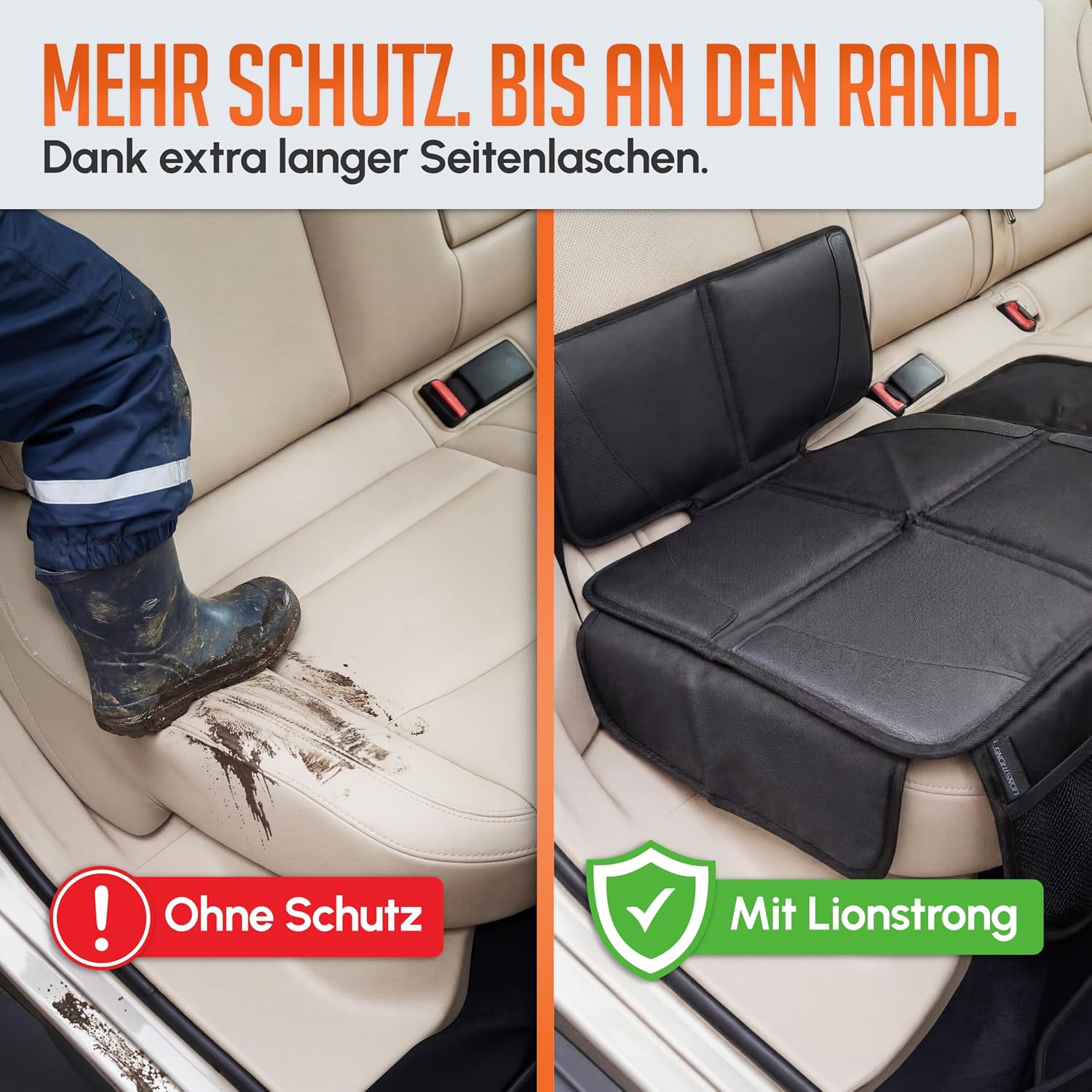 Thumbnail 2 de LIONSTRONG Kindersitzunterlage Auto – wasserdicht, ISOFIX geeignet, universell passtend (Schwarz, klein)