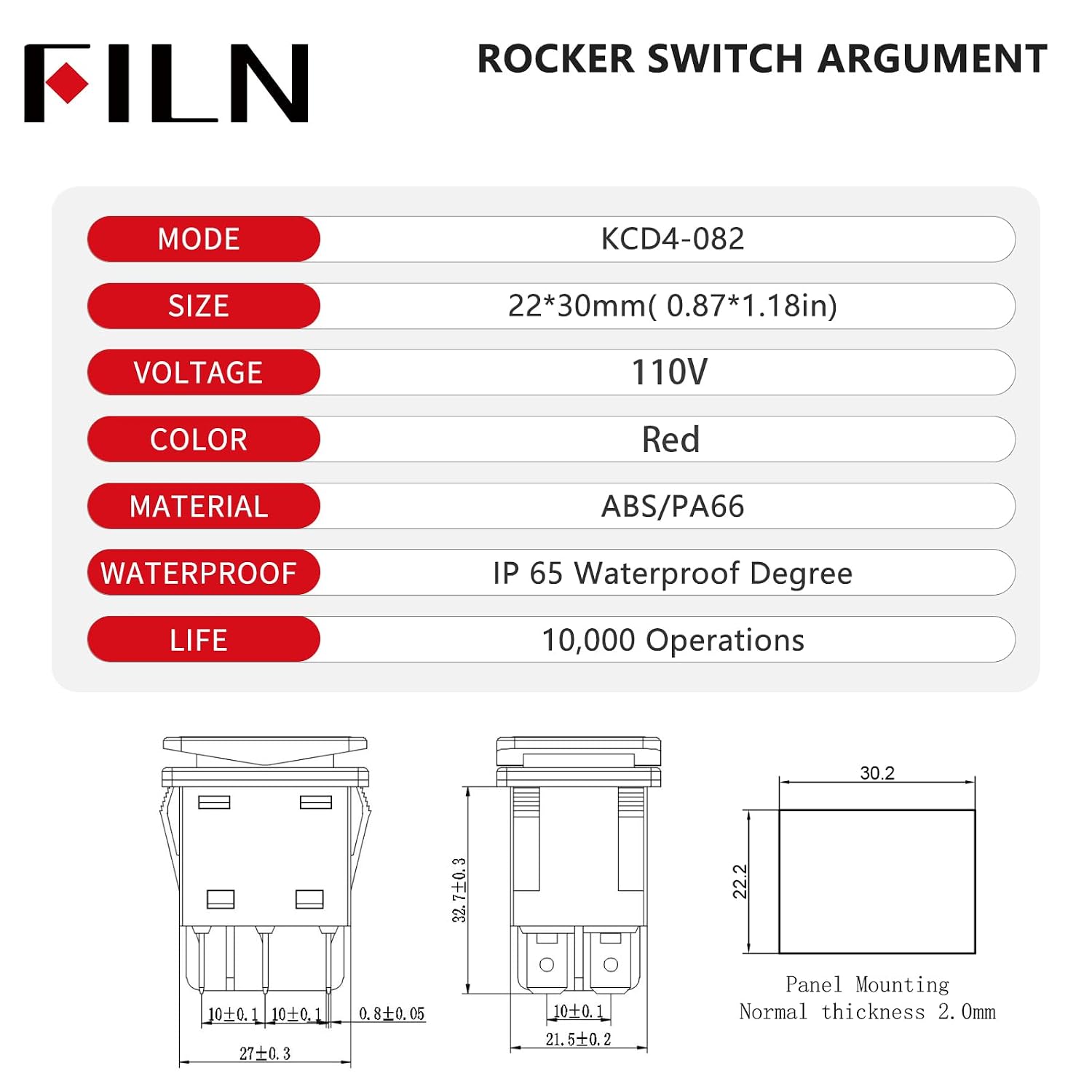 Detalle 2 de FILN Rocker Switch 30A