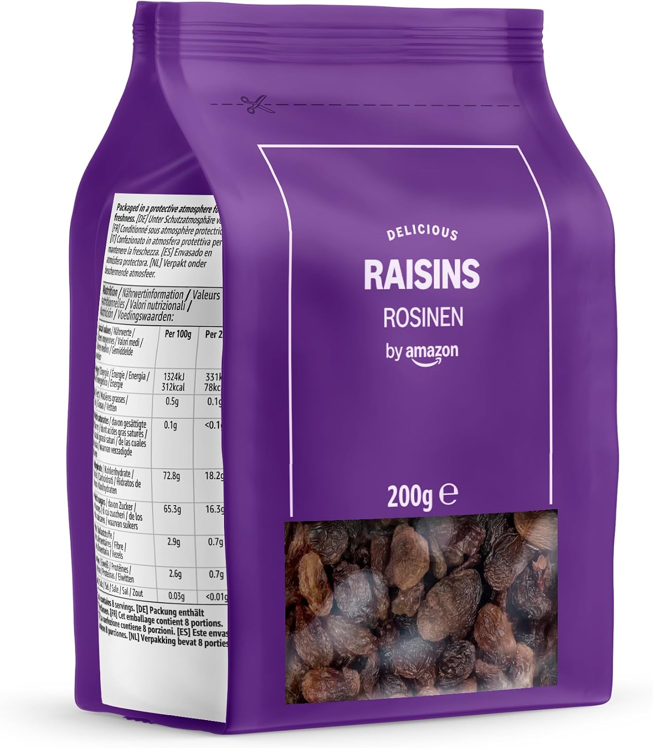 Detalle 2 de by Amazon UVA PASSA, 200 g – Frutta secca di qualità, confezionata in atmosfera protettiva