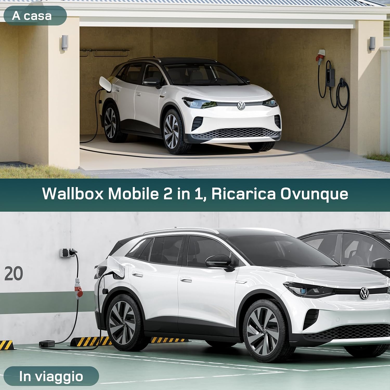 Detalle de Wallbox 11kW App – Stazione di ricarica mobile trifase 11kW con cavo 7 m e connettore Tipo 2
