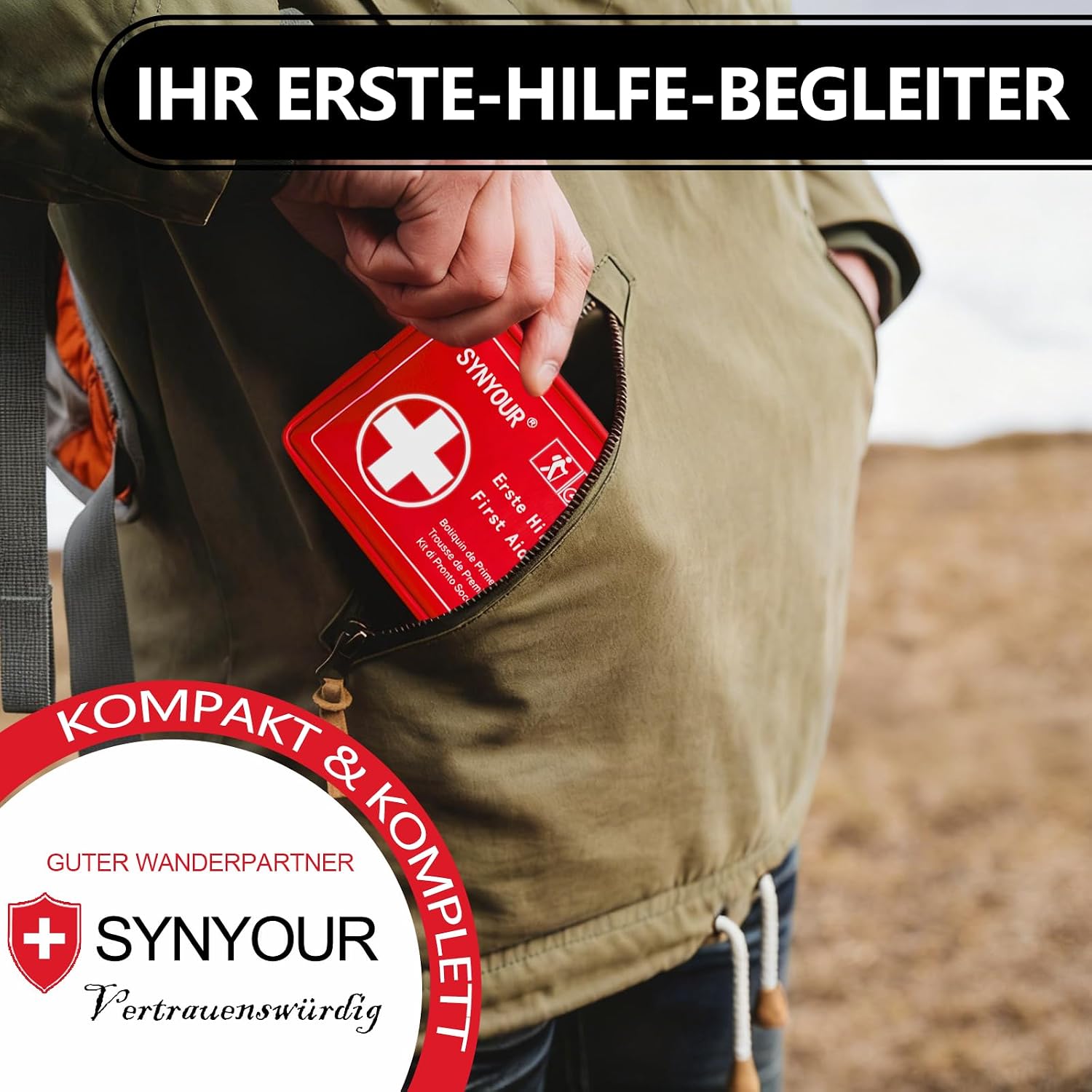 Detalle de SYNYOUR Mini Erste Hilfe Set mit 80 Teilen – kompakt, zuverlässig und vielseitig einsetzbar