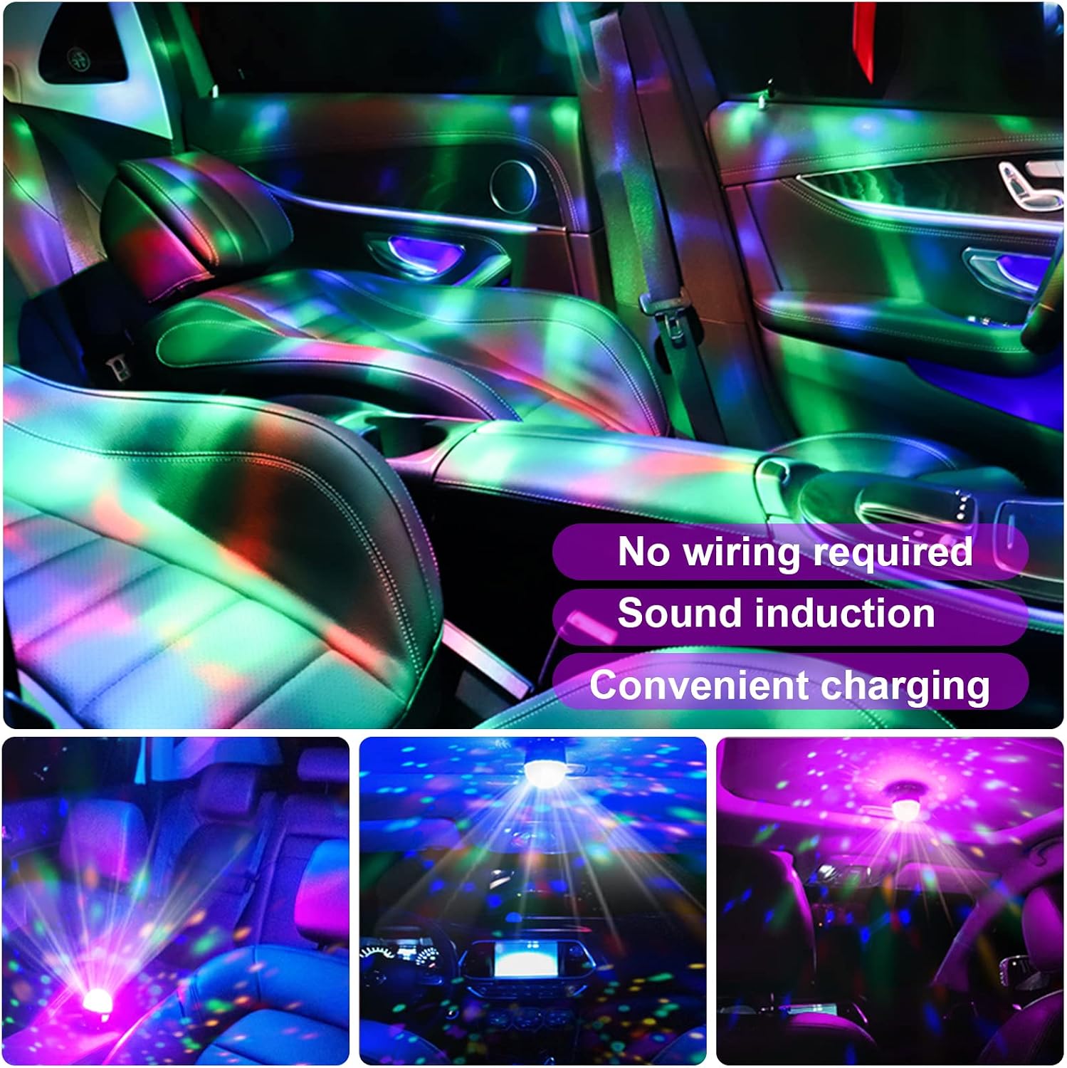 Detalle de URAQT Mini Discokugel Licht – tragbare USB-Disko mit Sprachsteuerung, 2 Stück