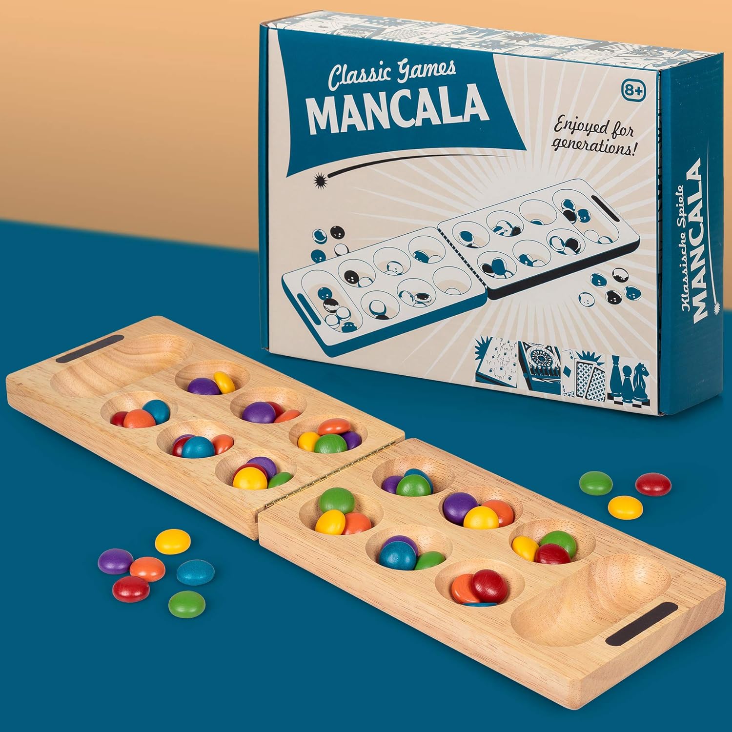 Thumbnail 3 de Tobar Classic Mancala Game Set with Folding Board (Brown) — travel-friendly strategy play