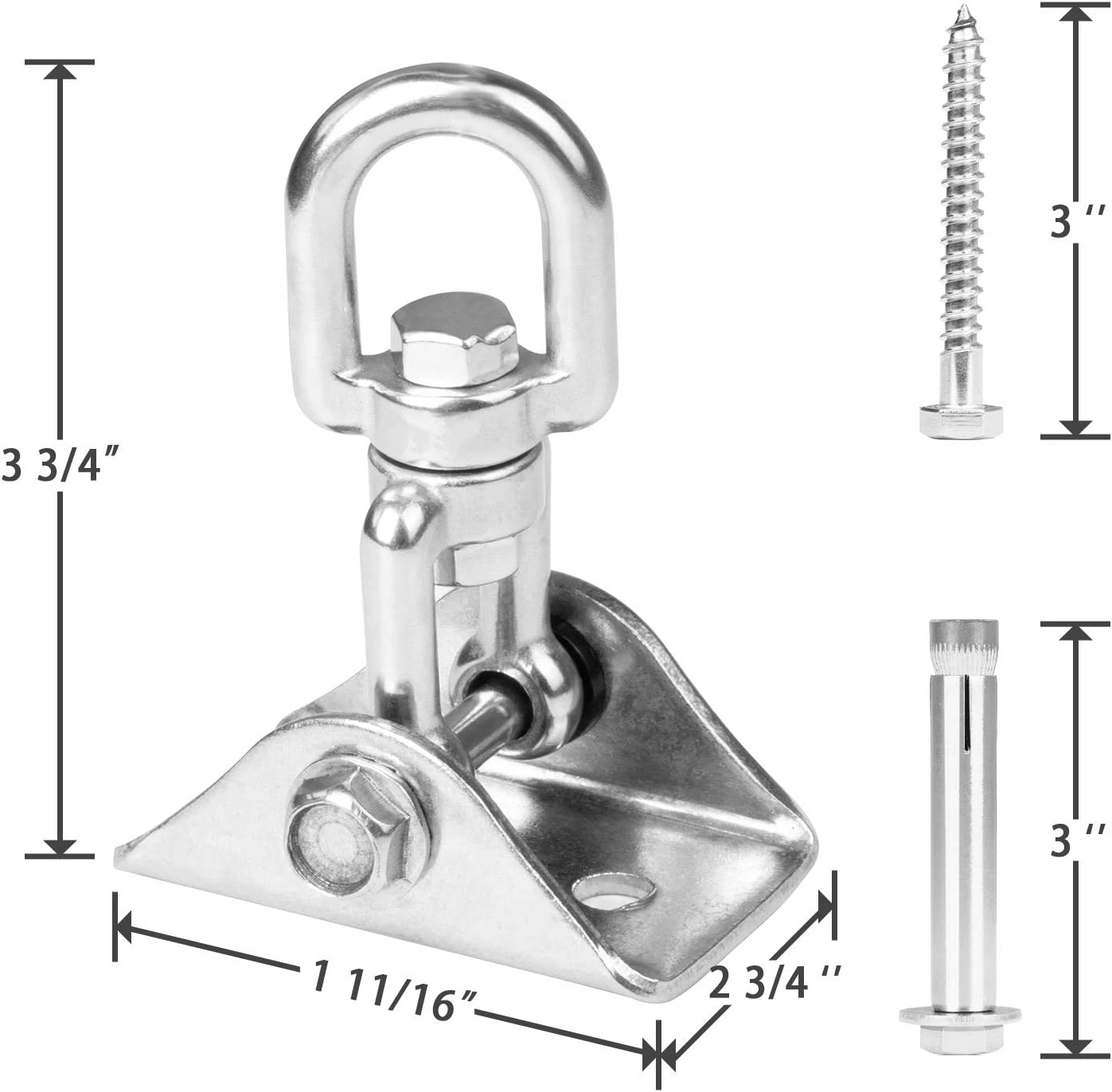 Detalle 2 de Aisto 304 Heavy-Duty Swing Hangers, 360° Swivel, Stainless Steel, 2-Pack