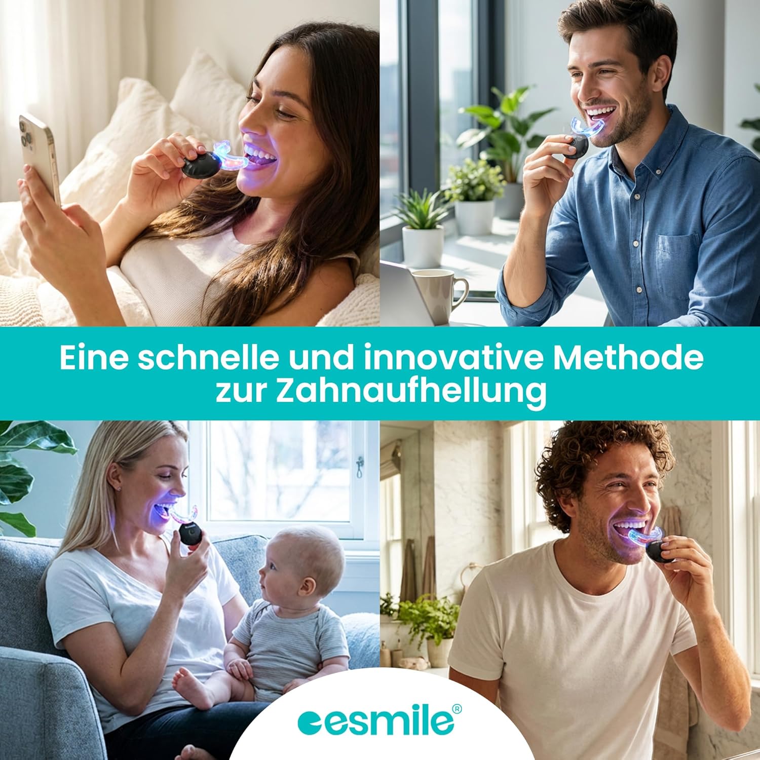 Detalle 2 de EASY SMILE: Professionelles Zahnaufhellungs-Kit mit 16X LED-Licht – 3 Bleaching-Gele für Zu-Hause