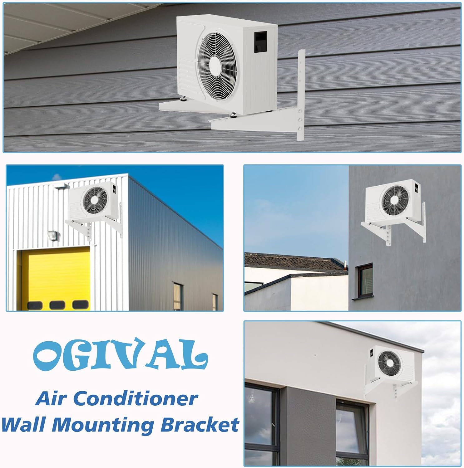 Detalle de Ogival Mini Split Bracket: Heavy-Duty Wall Mount for 9,000–18,000 BTU AC Units