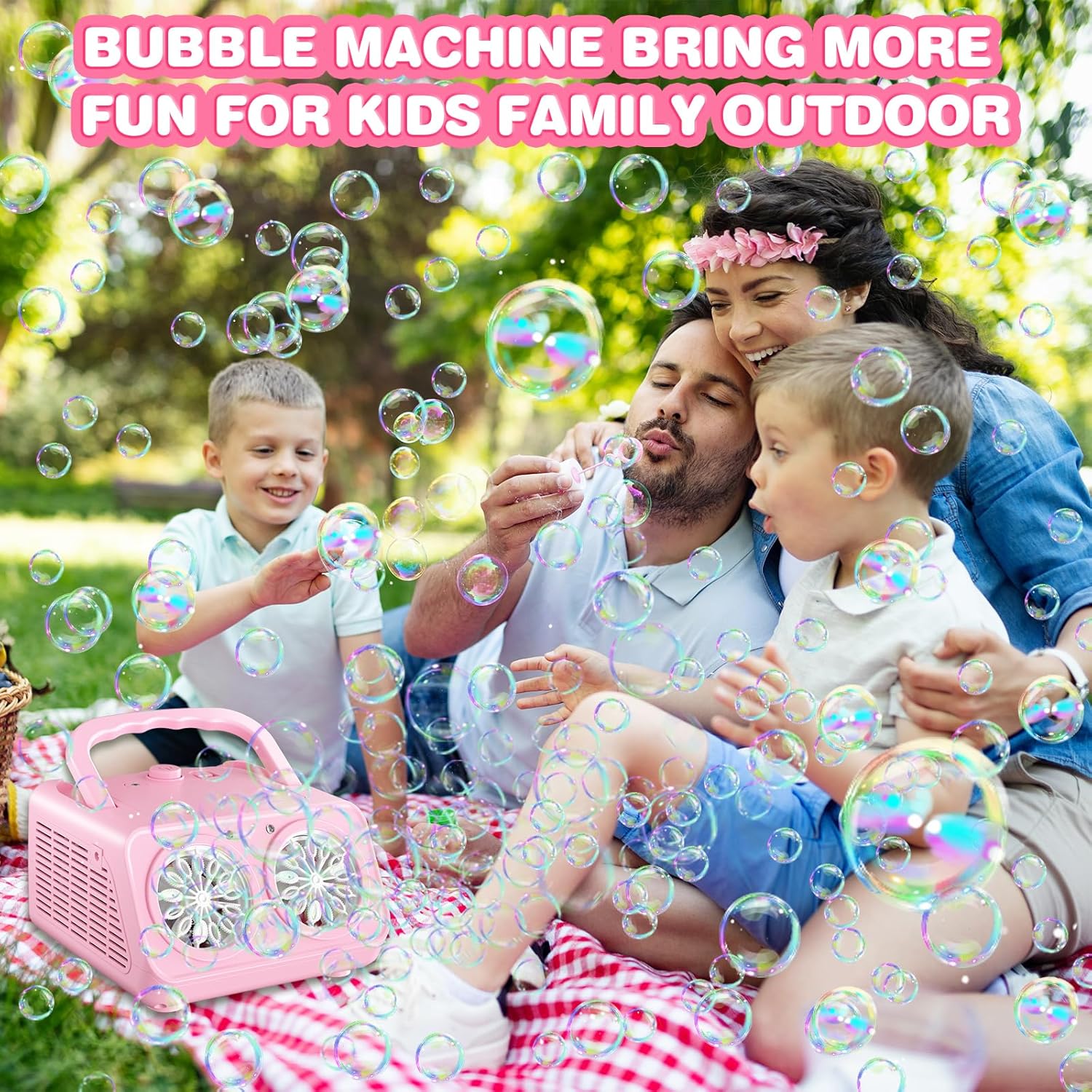 Thumbnail 6 de Macchina Bolle di Sapone Automatica Rosa — Spara Bolle 22.000+ al Minuto, 2 Velocità