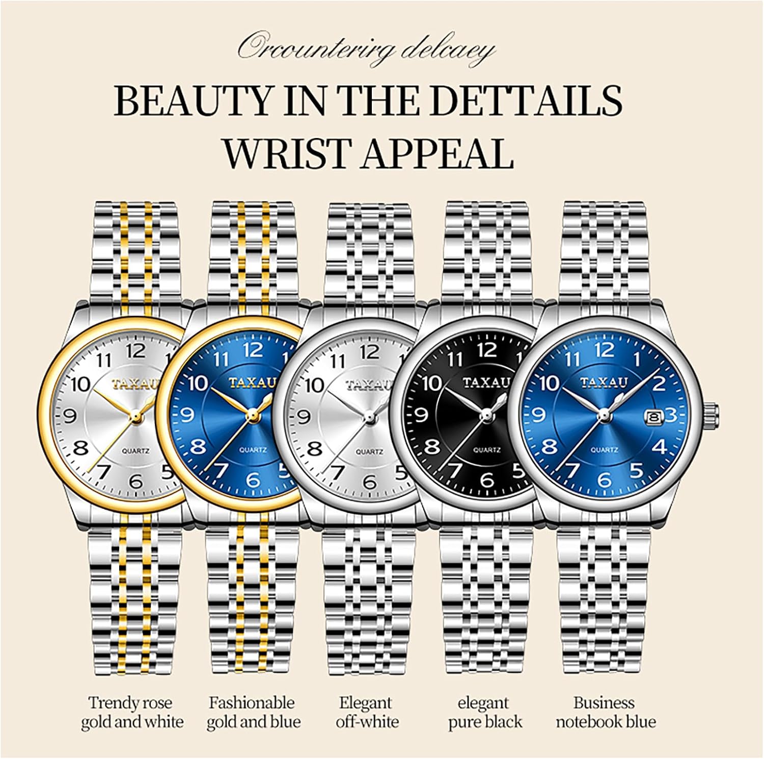 Thumbnail 5 de Taxau Uhren für Frauen Arabische Ziffern Kleines Zifferblatt Easy Read Damenuhren Einfacher Stil Datum Edelstahl wasserdichte Uhren für Frauen Reloj para Mujer
Taxau Uhren für Frauen Arabische Ziffern Kleines…