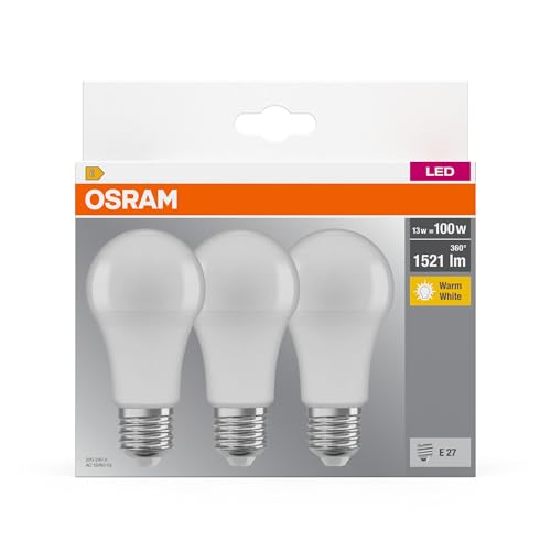 Detalle 2 de OSRAM Lampada LED E27 13 W Warm White – confezione da 3 unità, Base Clas