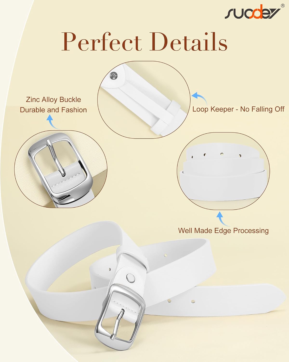 Detalle de SUOSDEY Women's Belt, 1.3-Inch Width