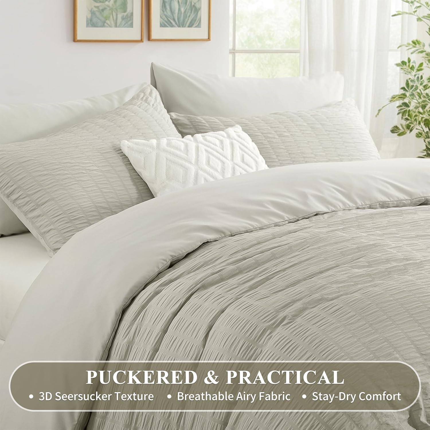 Thumbnail 3 de King Size Seersucker duvet cover set 230x220