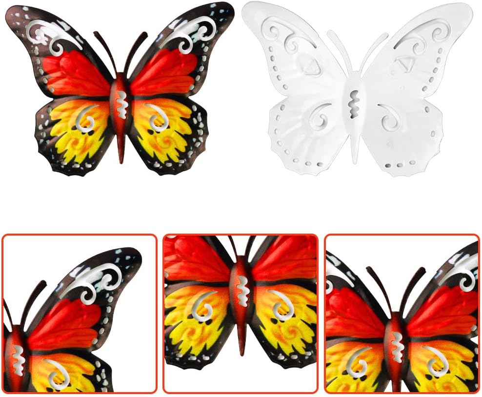 Detalle de OFFCUP Papillon en Métal 3 pièces – Décoration murale papillon d’art pour l’intérieur et l’extérieur