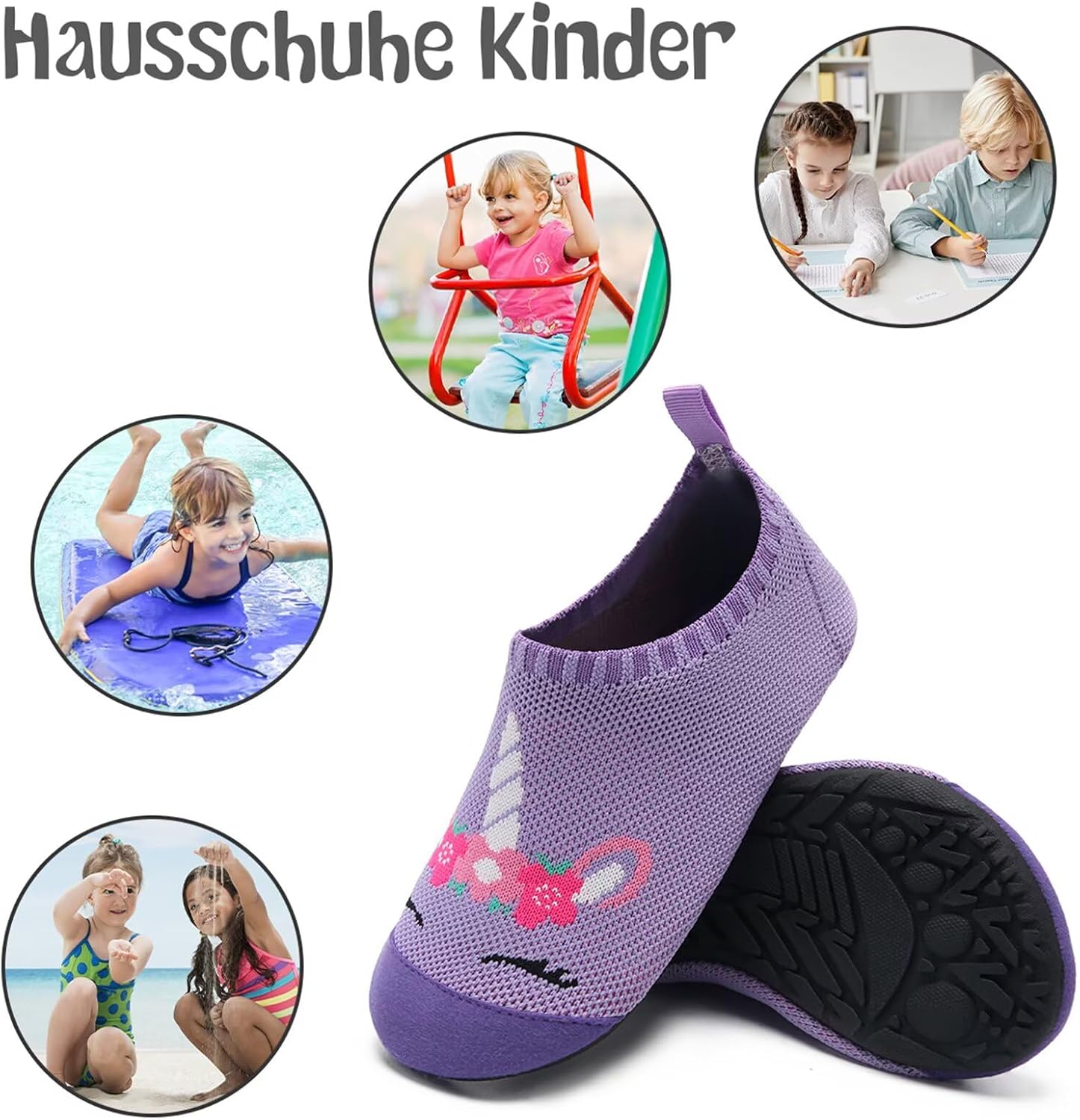 Detalle de Kyopp Hausschuhe Kinder – Barfußschuhe, rutschfest, antikollisionsfront, Fersenschutz
