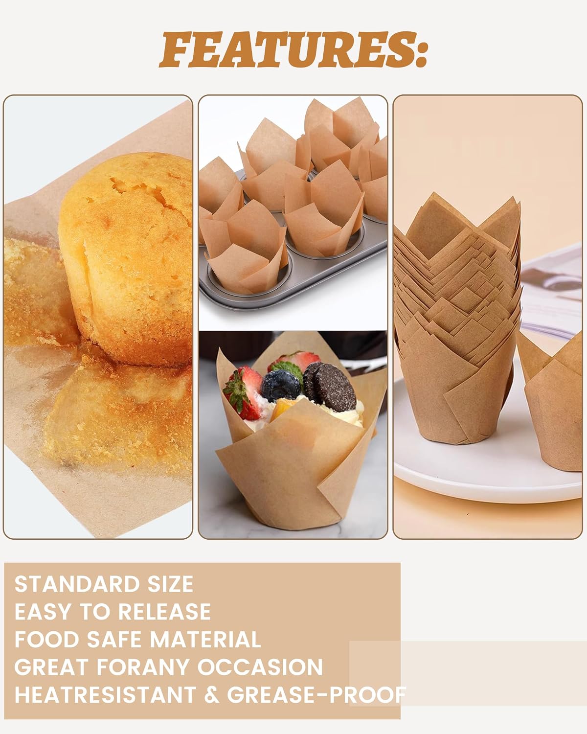 Detalle de Tikxlafe Tulip Cupcake Liners, Unbleached Paper