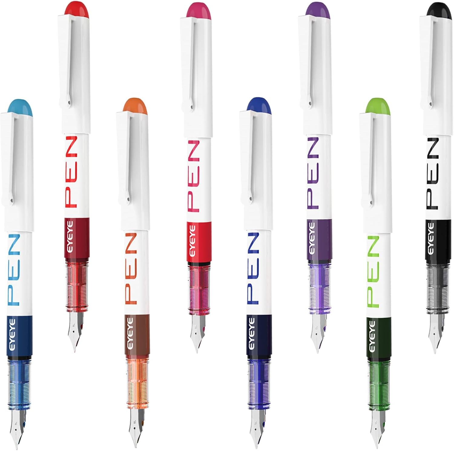 Thumbnail 6 de EYEYE FP10F Fountain Pens, 0.5mm Fine Nib, White Barrel, 8-Pack
