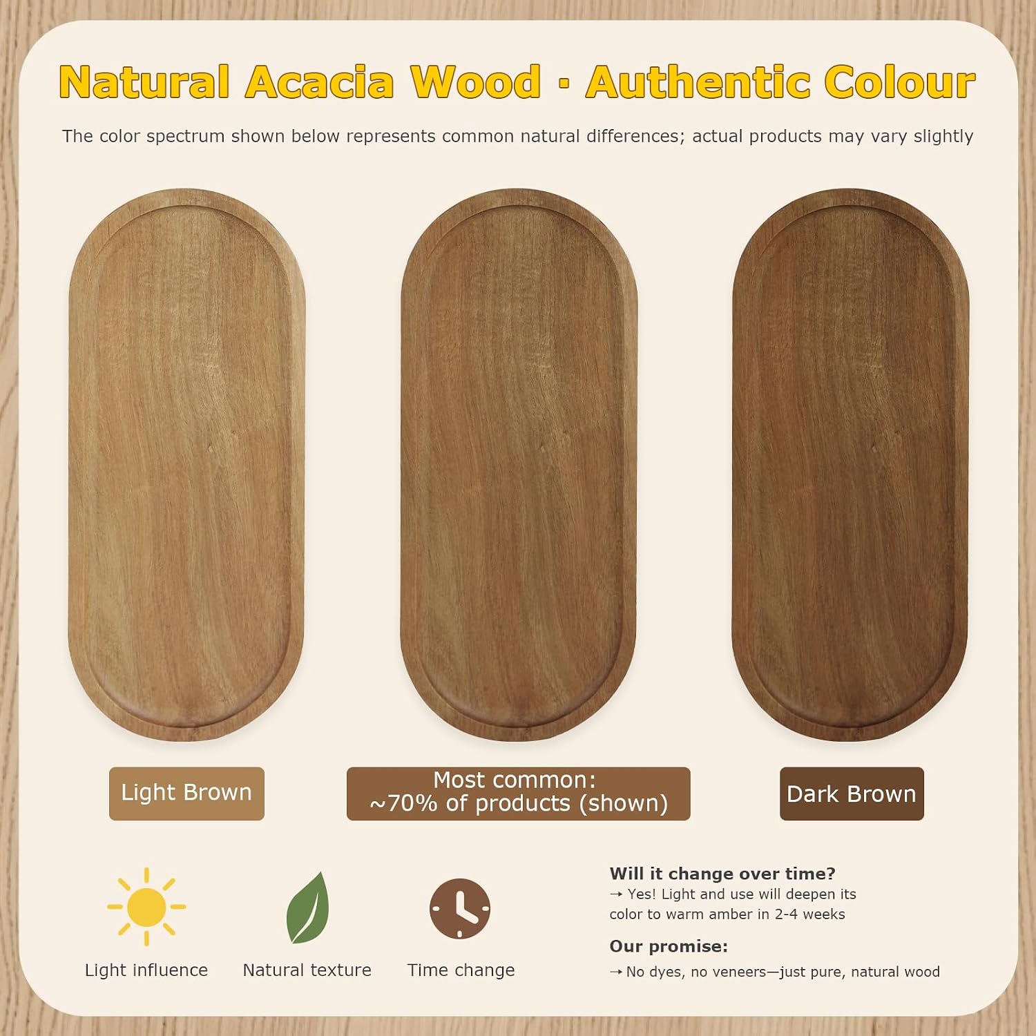 Detalle de Supaway 98541 Oval Acacia Wood Serving Tray, 30 x 12 x 2 cm