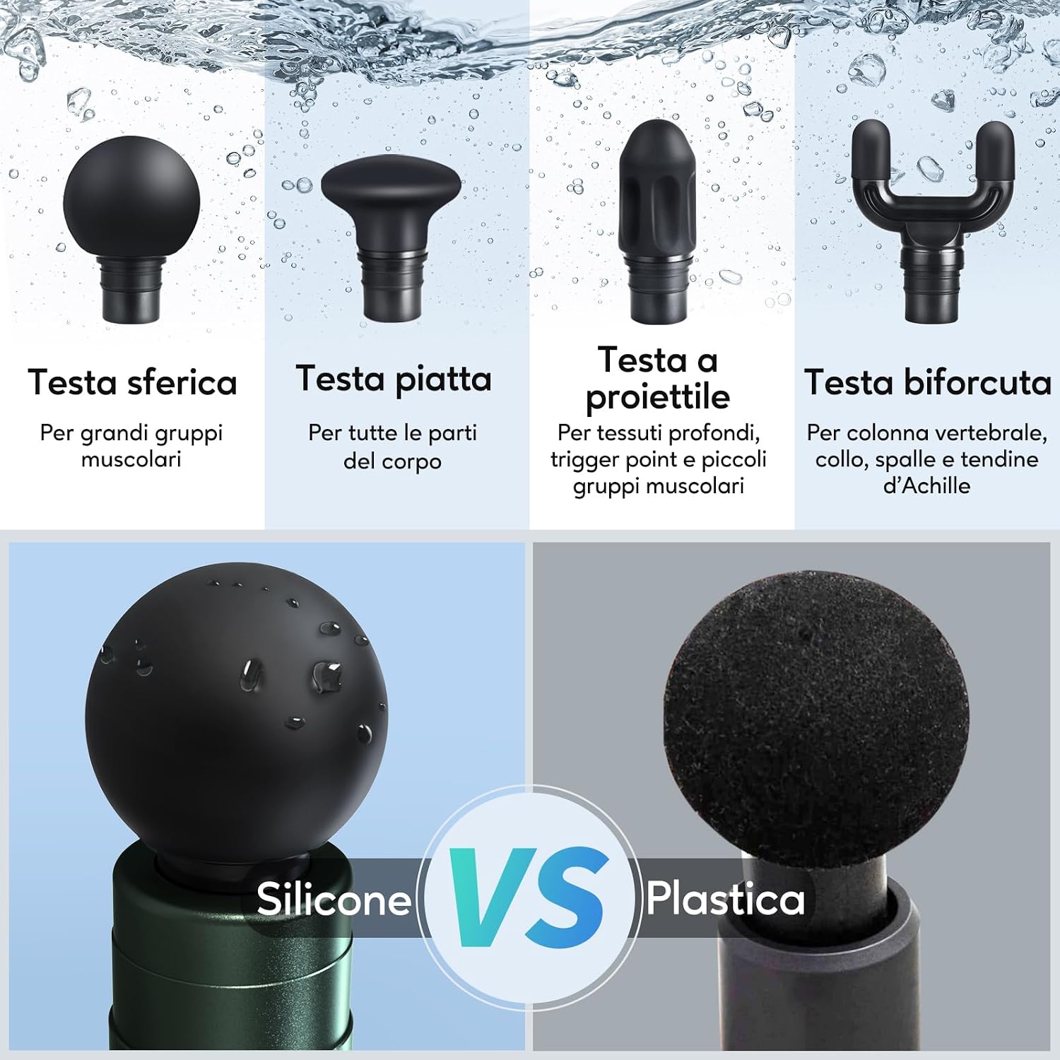 Detalle 2 de arboleaf Pistola massaggiante mini per muscoli, 3200RPM, 5 livelli con modalità AI, 4 testine in silicone, ricarica USB-C