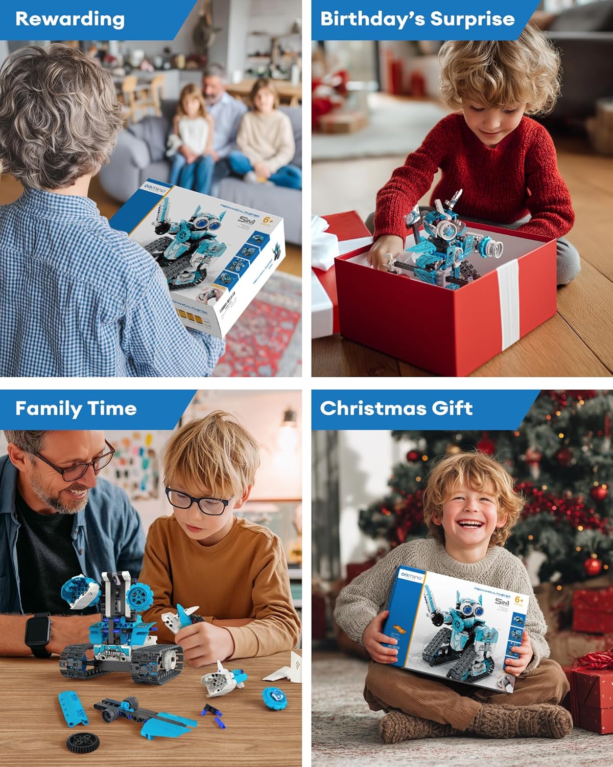 Detalle 2 de Opmind 5 in 1 STEM RC Robot Building Kit — 408PCS Educational Robotics Set for Kids