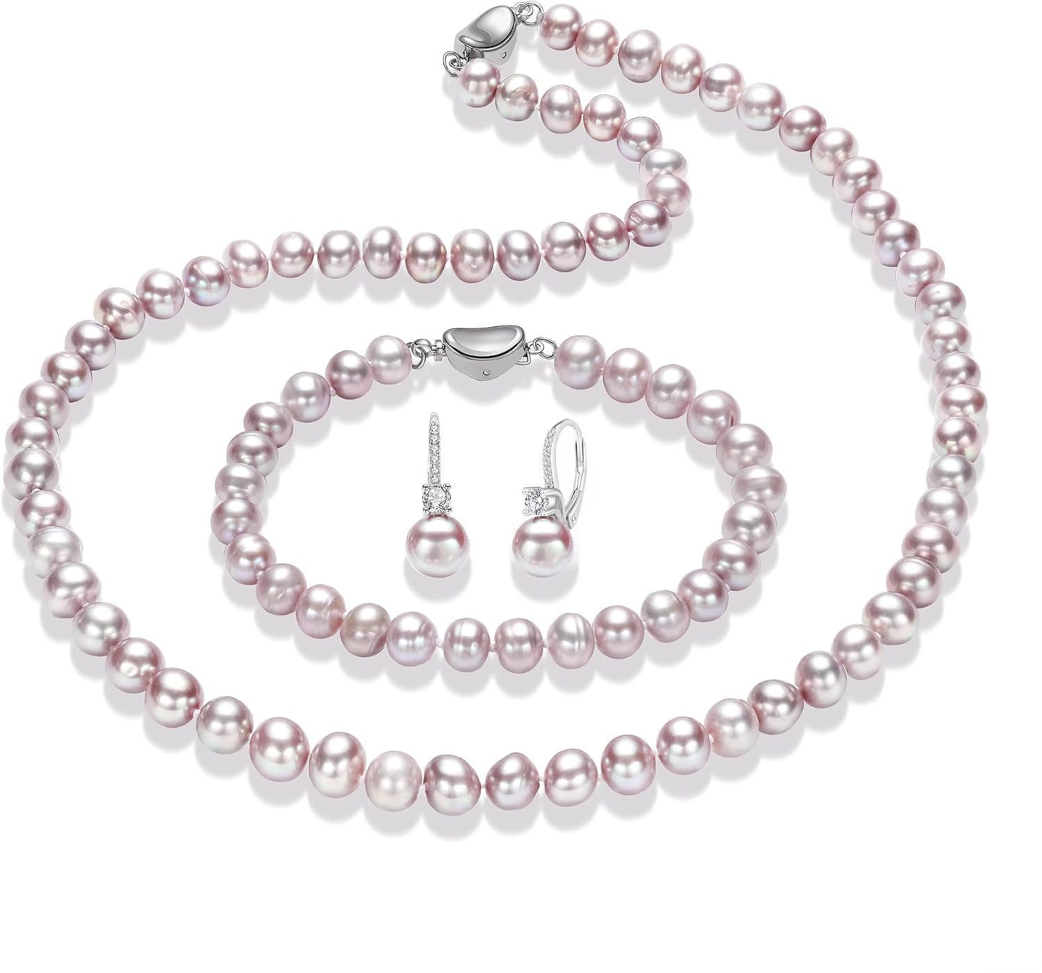 Detalle de Freshwater Pearl Jewelry Set, 925 Sterling Silver