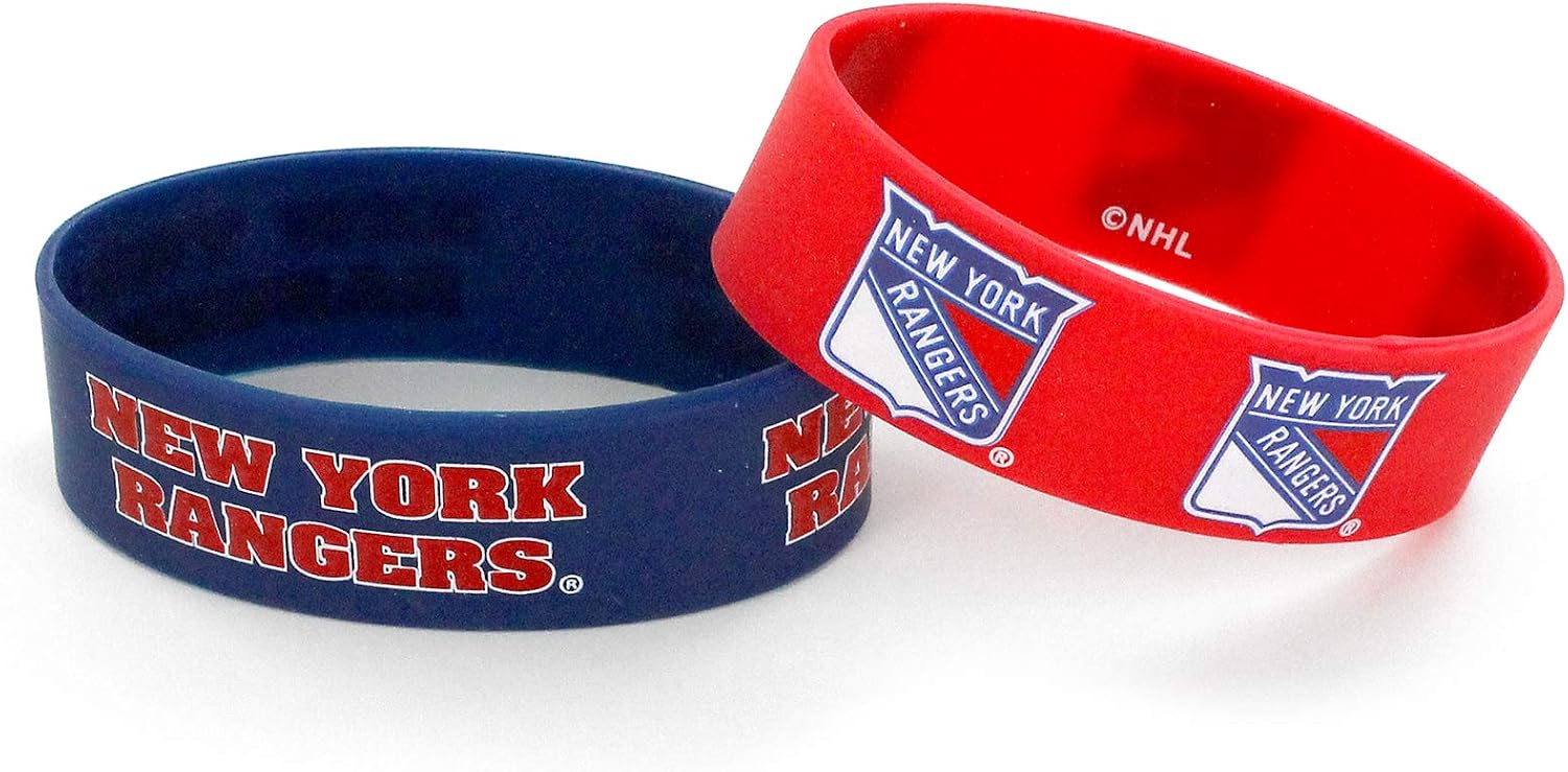 Detalle de Aminco NHL New York Rangers Wide Silicone Bracelet (2-Pack)