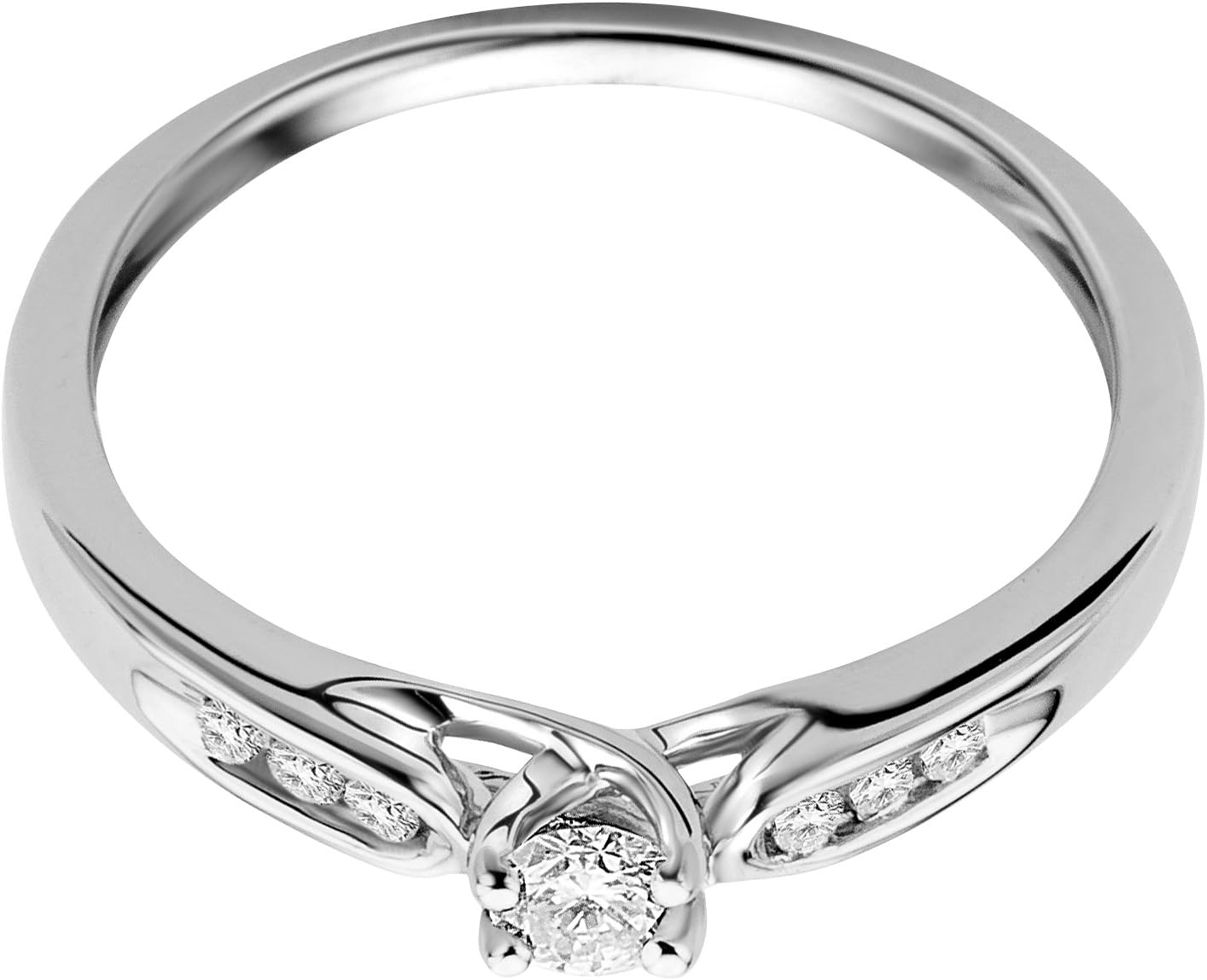 Thumbnail 1 de Bague OROVI pour femme en or blanc 9 carats et diamant 0,20 ct