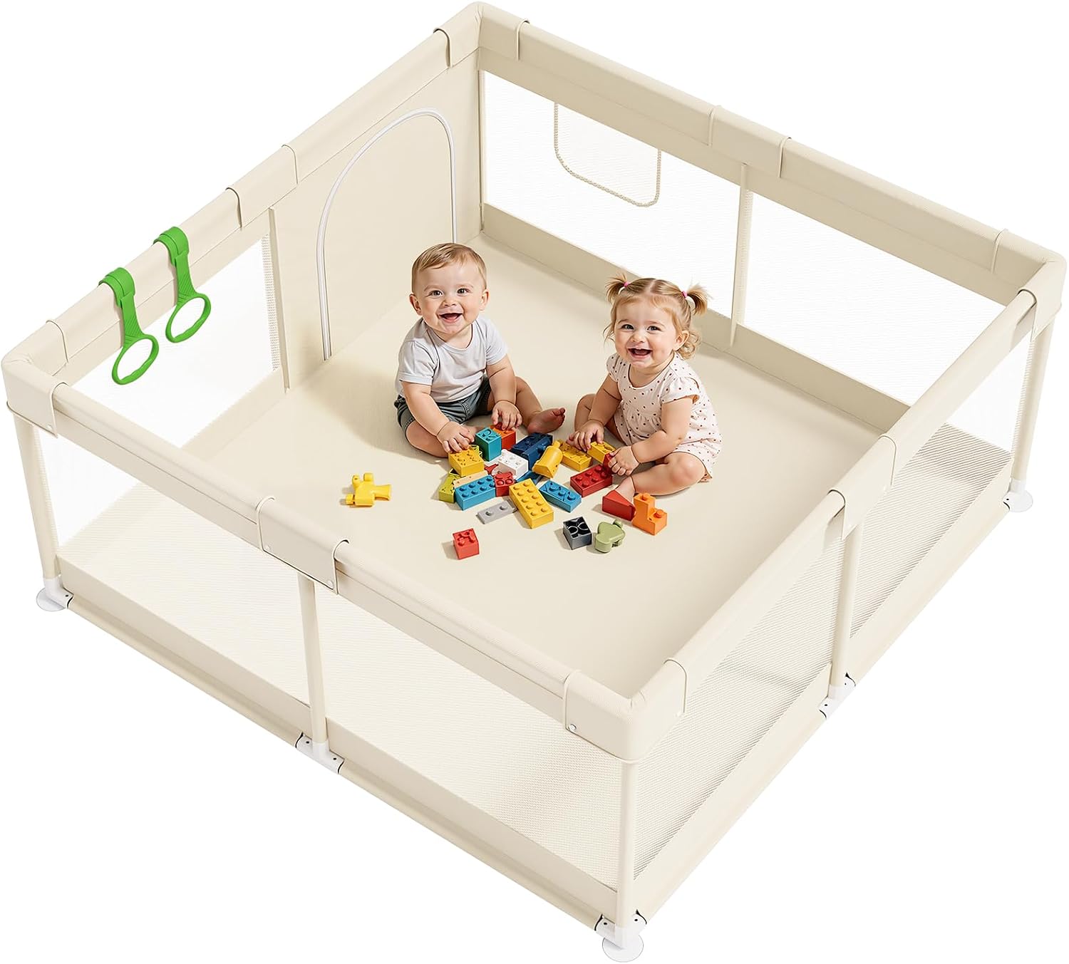 Detalle de Parc Bébé Julrrimg Beige 120 × 120 cm — Espace sécurisé et pratique